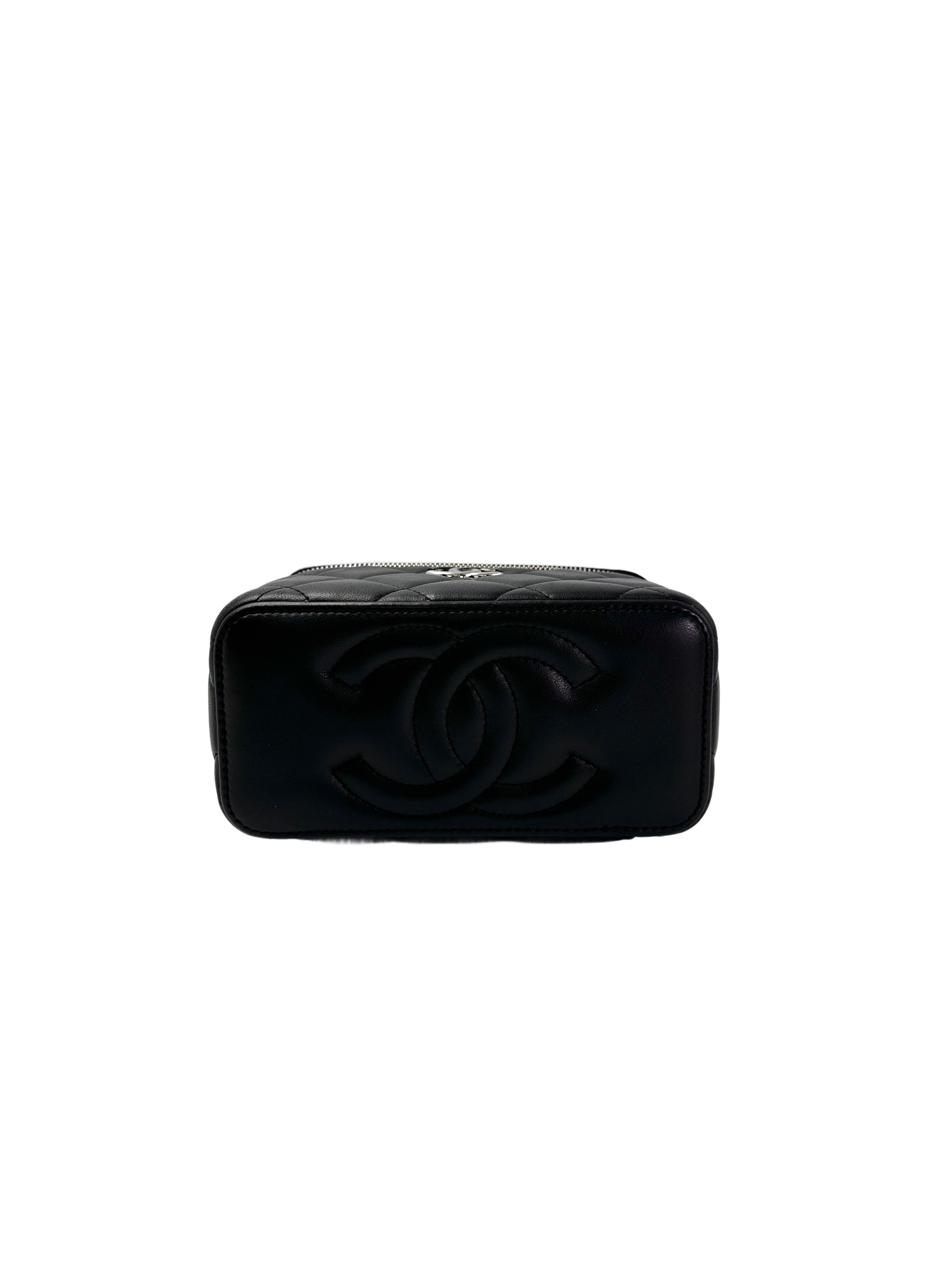 Chanel Black Quilted Lambskin Vanity Case With Silver Buckle(NT***60) CC1965