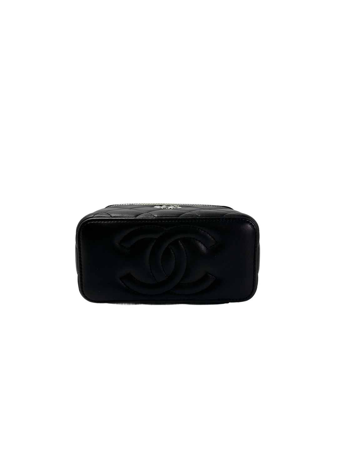 Chanel Black Quilted Lambskin Vanity Case With Silver Buckle(NT***60) CC1965
