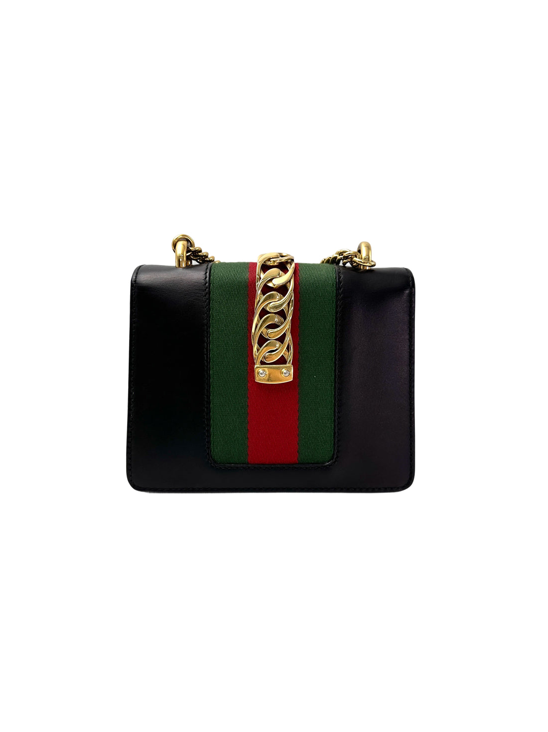 Gucci Sylvie Black Leather Small Size Shoulder Bag GG990