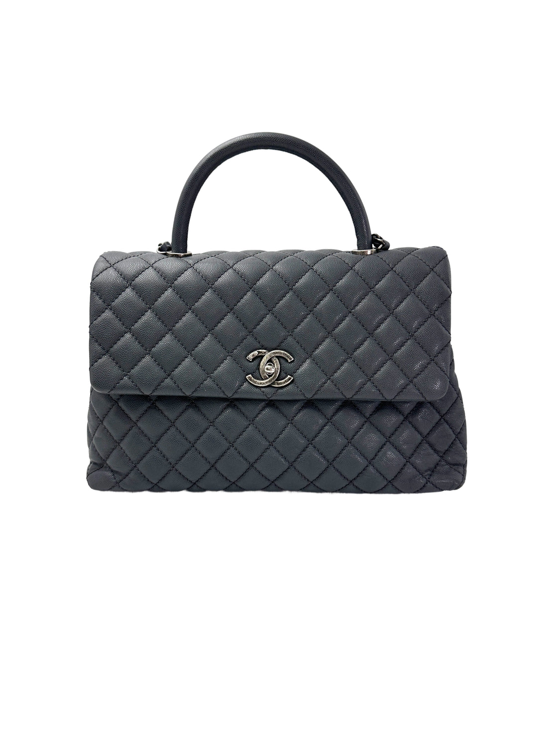 Chanel CoCo Handle Grey Quilted Calfksin Large Size Shoulder Bag(21***50) CC1968