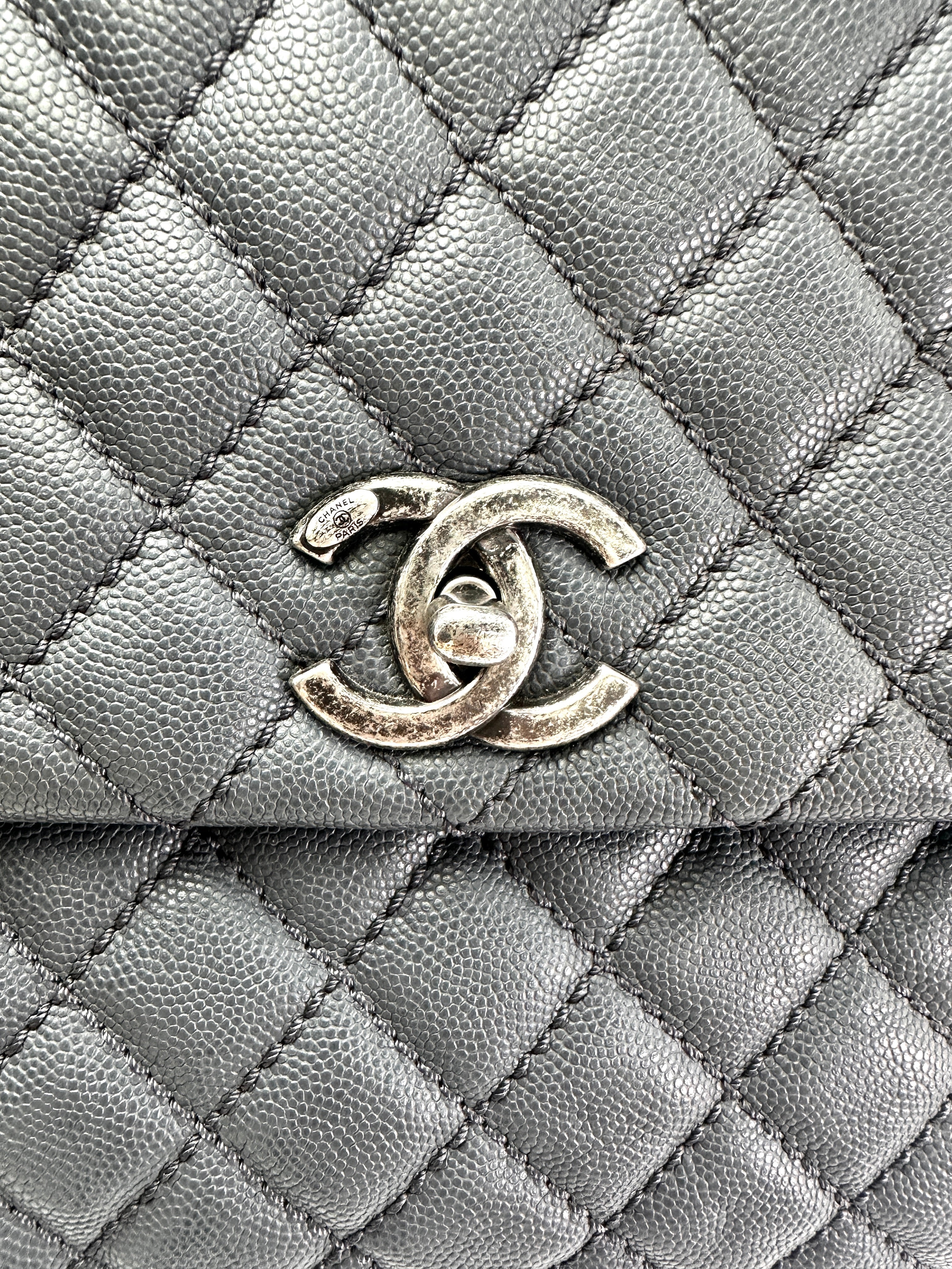 Chanel CoCo Handle Grey Quilted Calfksin Large Size Shoulder Bag(21***50) CC1968