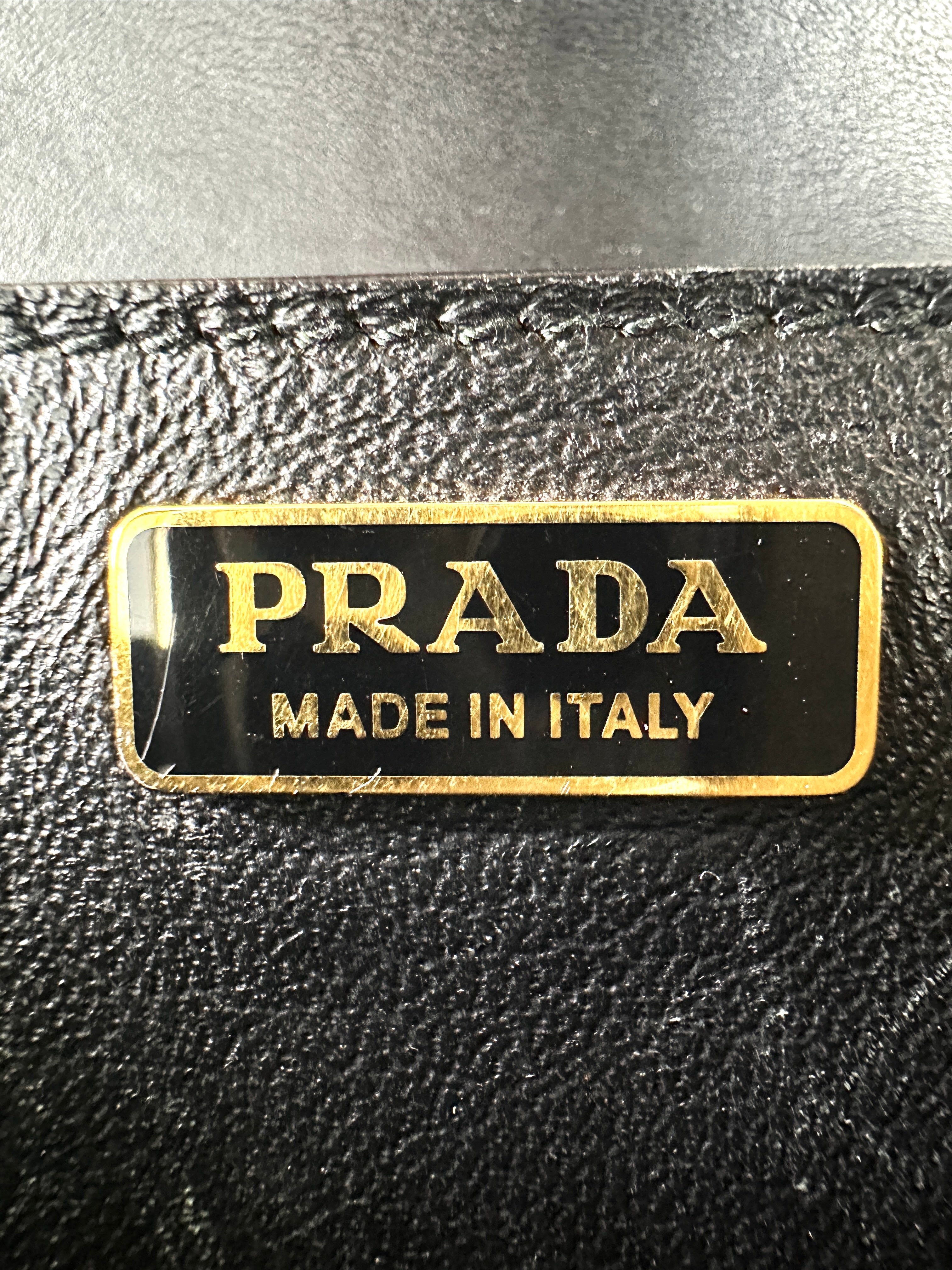 Prada Cahier Black Saffiano Leather Small Size Shoulder Bag With Gold Hardware PR338