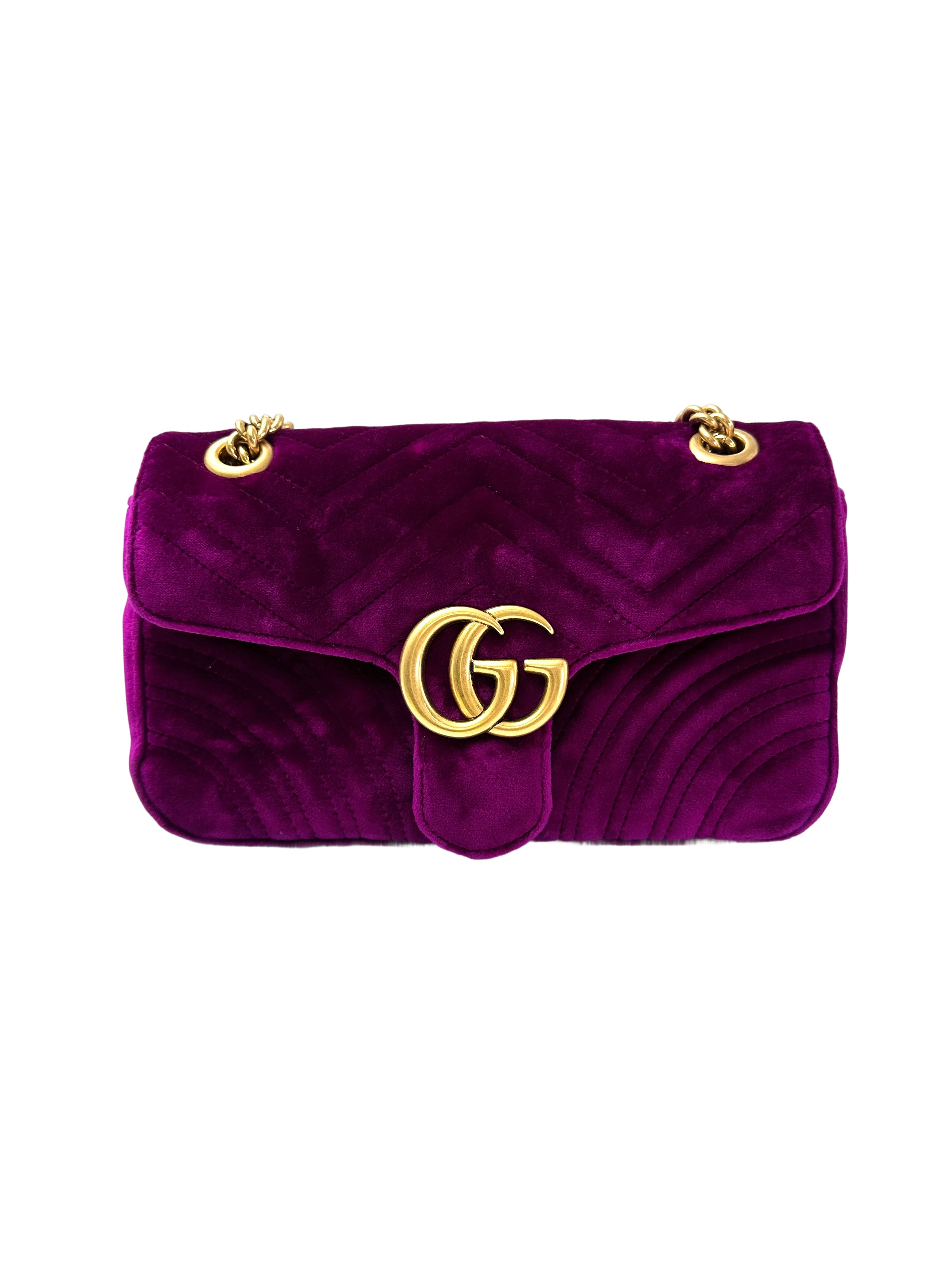 Gucci GG Marmont Purple Velvet Shoulder Bag GG995