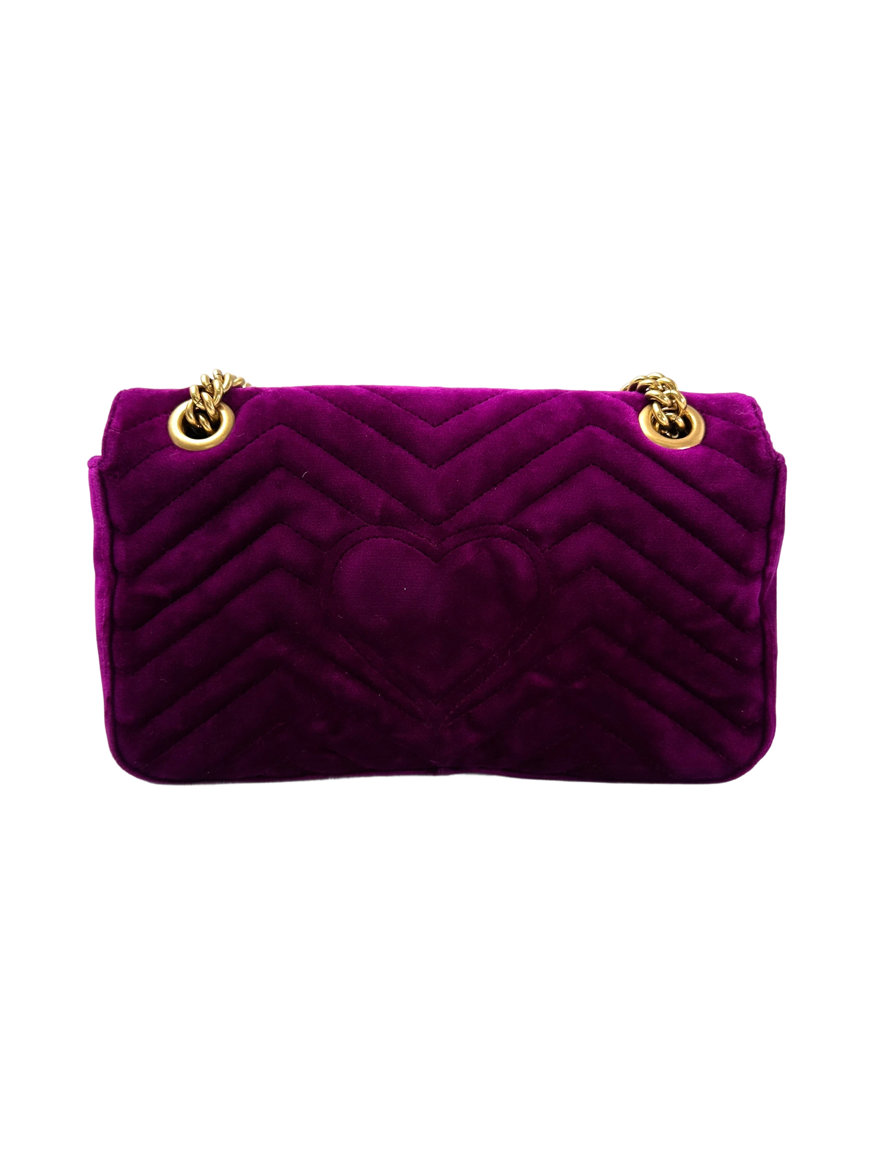 Gucci GG Marmont Purple Velvet Shoulder Bag GG995