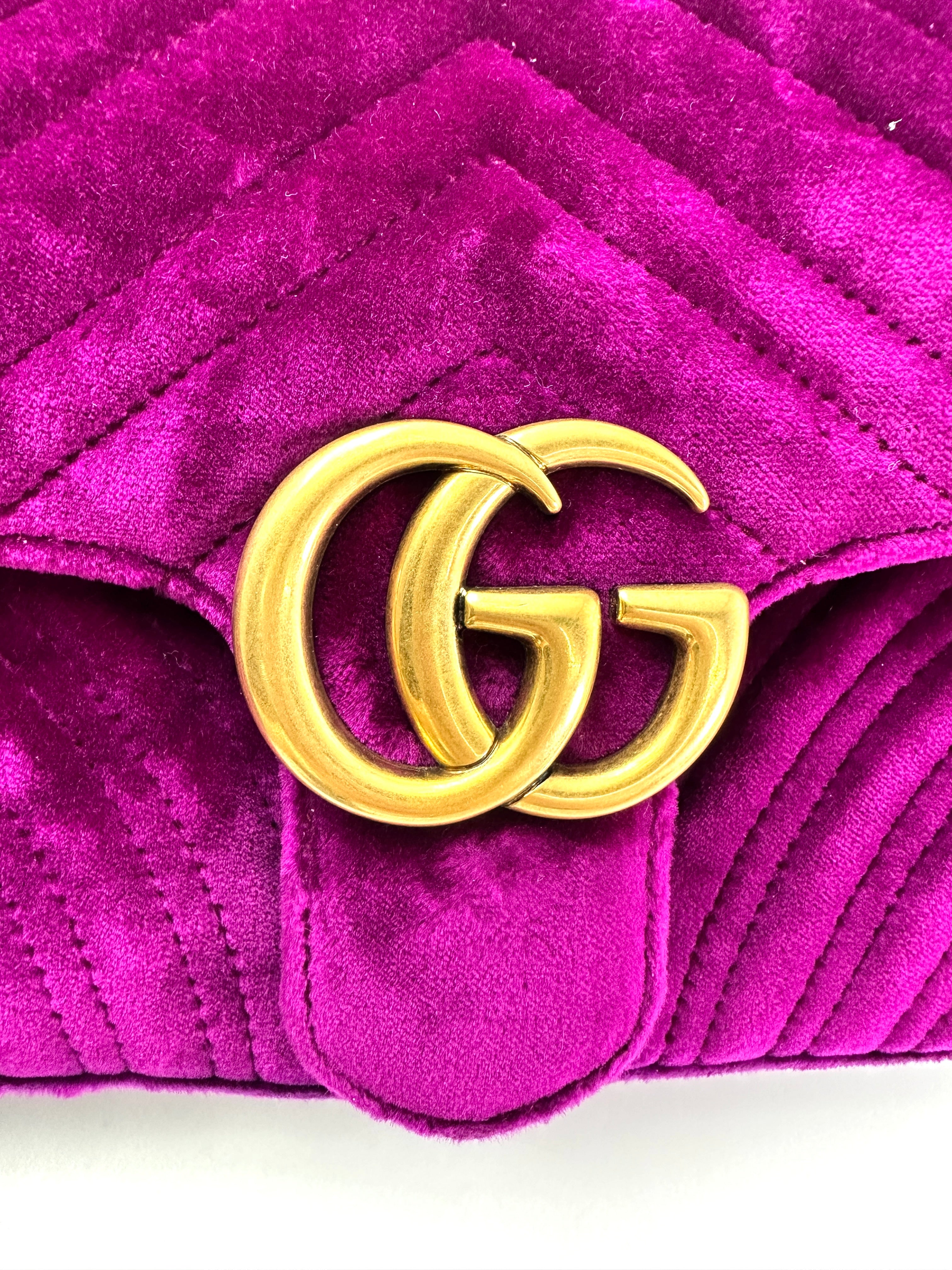 Gucci GG Marmont Purple Velvet Shoulder Bag GG995