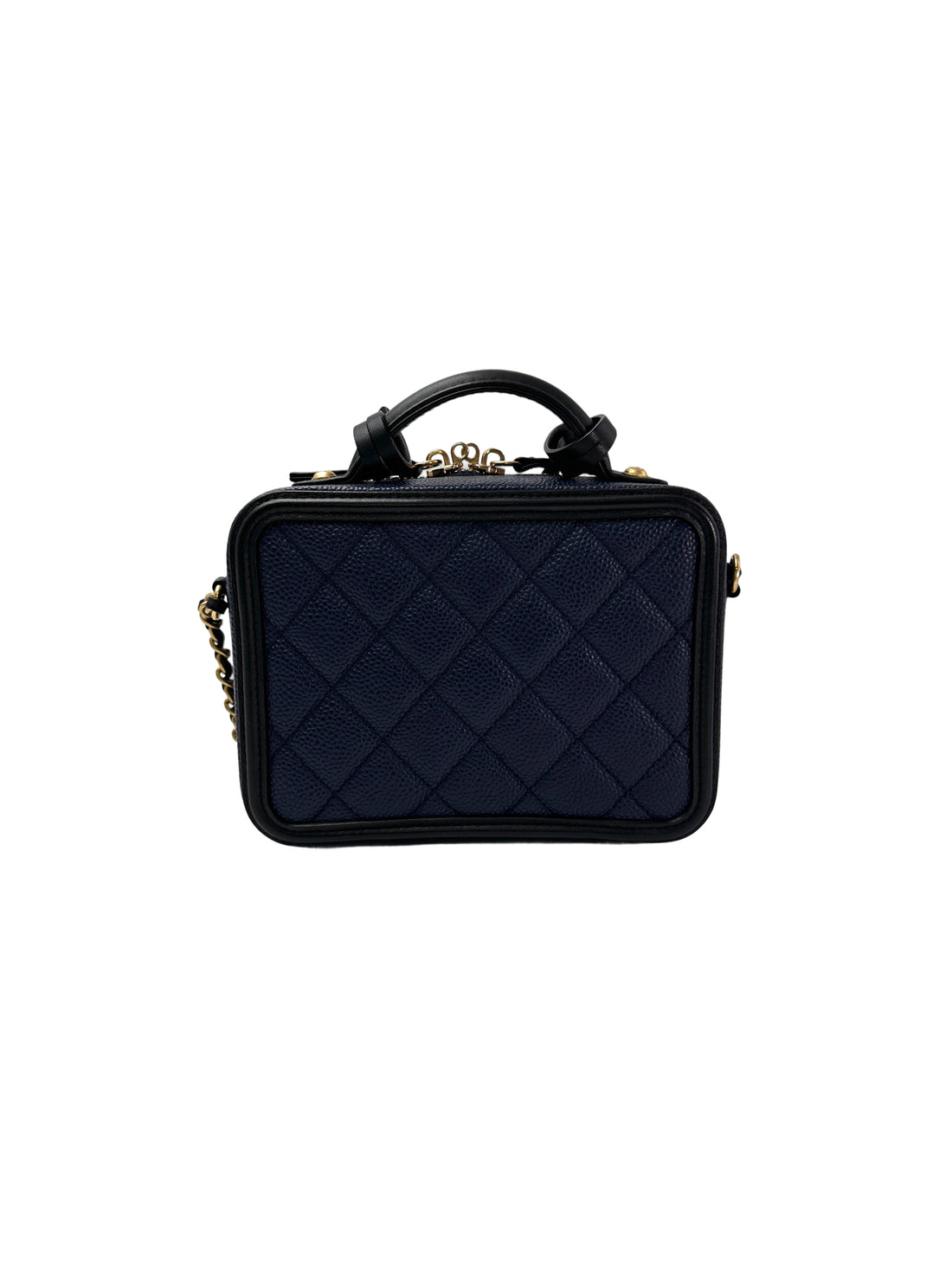 Chanel CC Filigree Navy Quilted Leather Small Size Vanity Case(26***32) CC1967