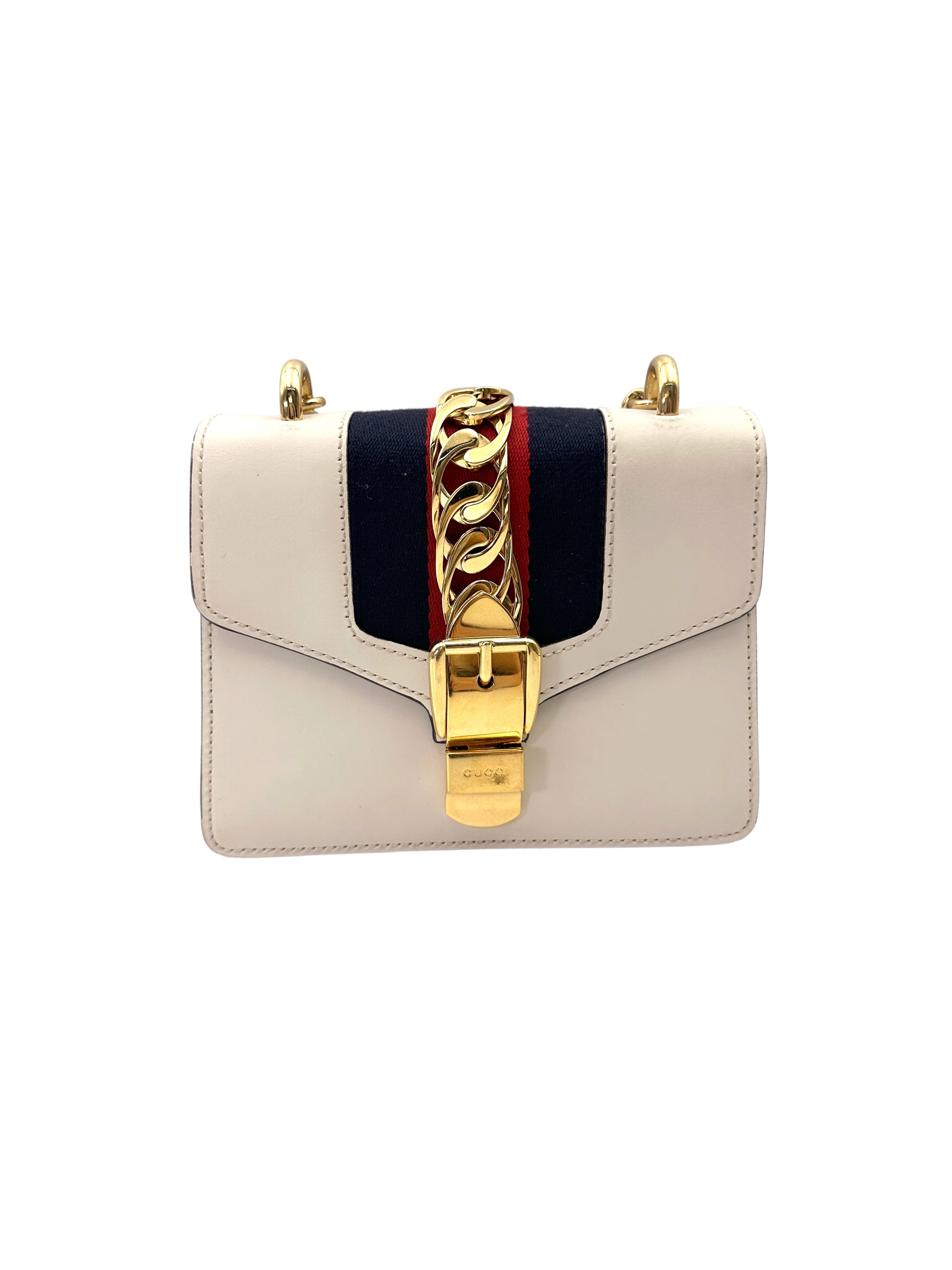 Gucci Sylvie White Leather Shoulder Bag GG996