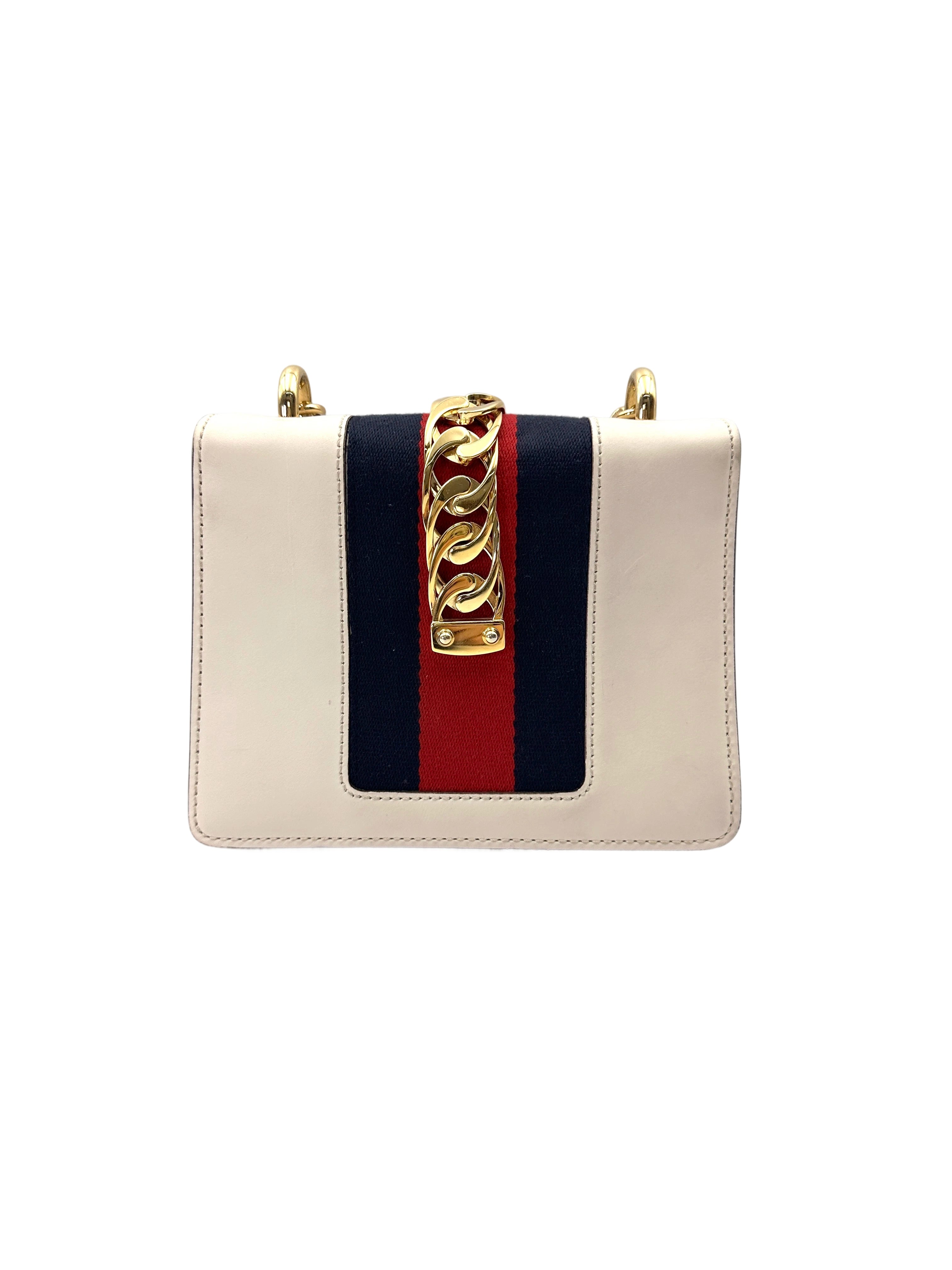 Gucci Sylvie White Leather Shoulder Bag GG996