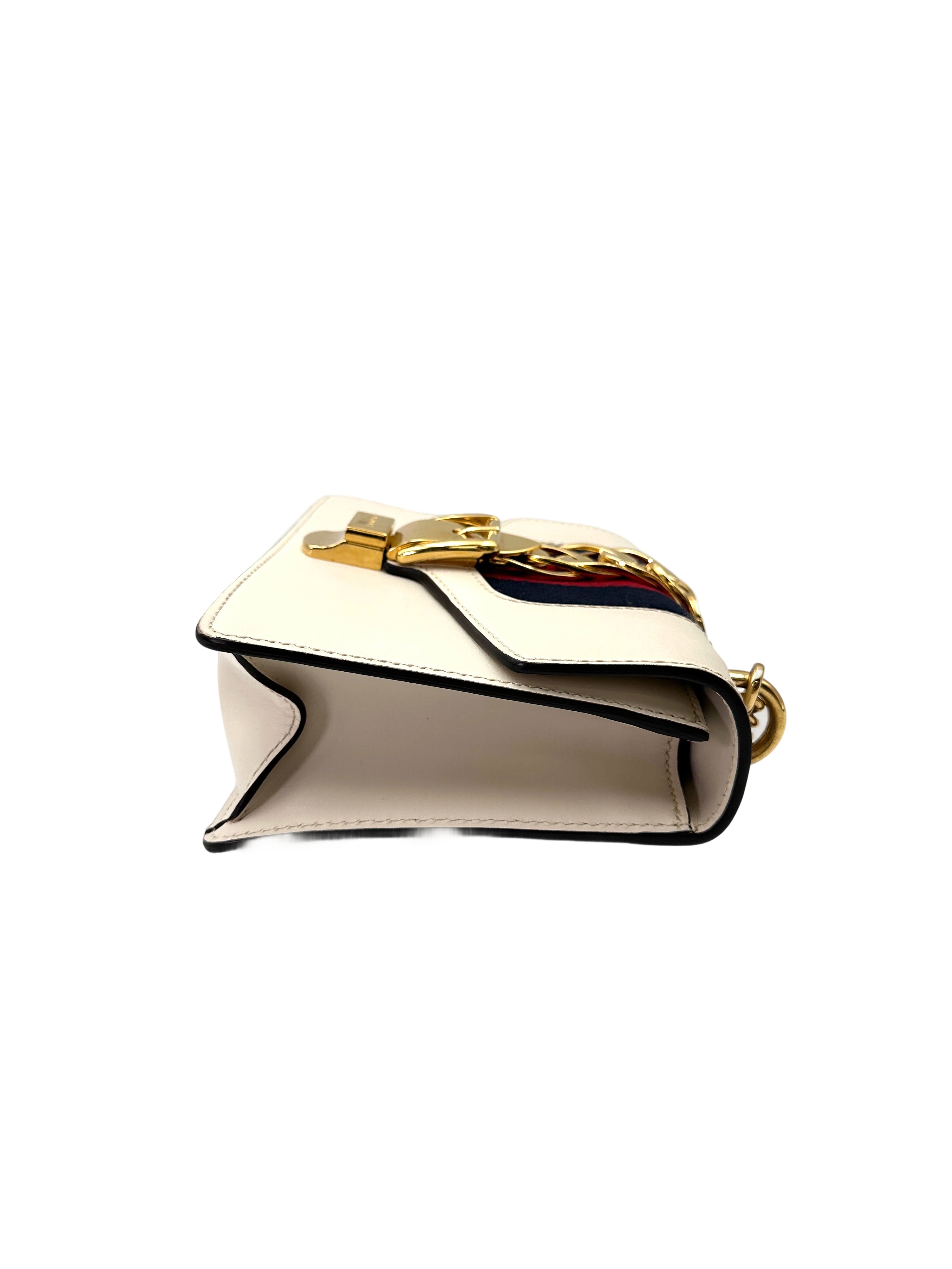 Gucci Sylvie White Leather Shoulder Bag GG996