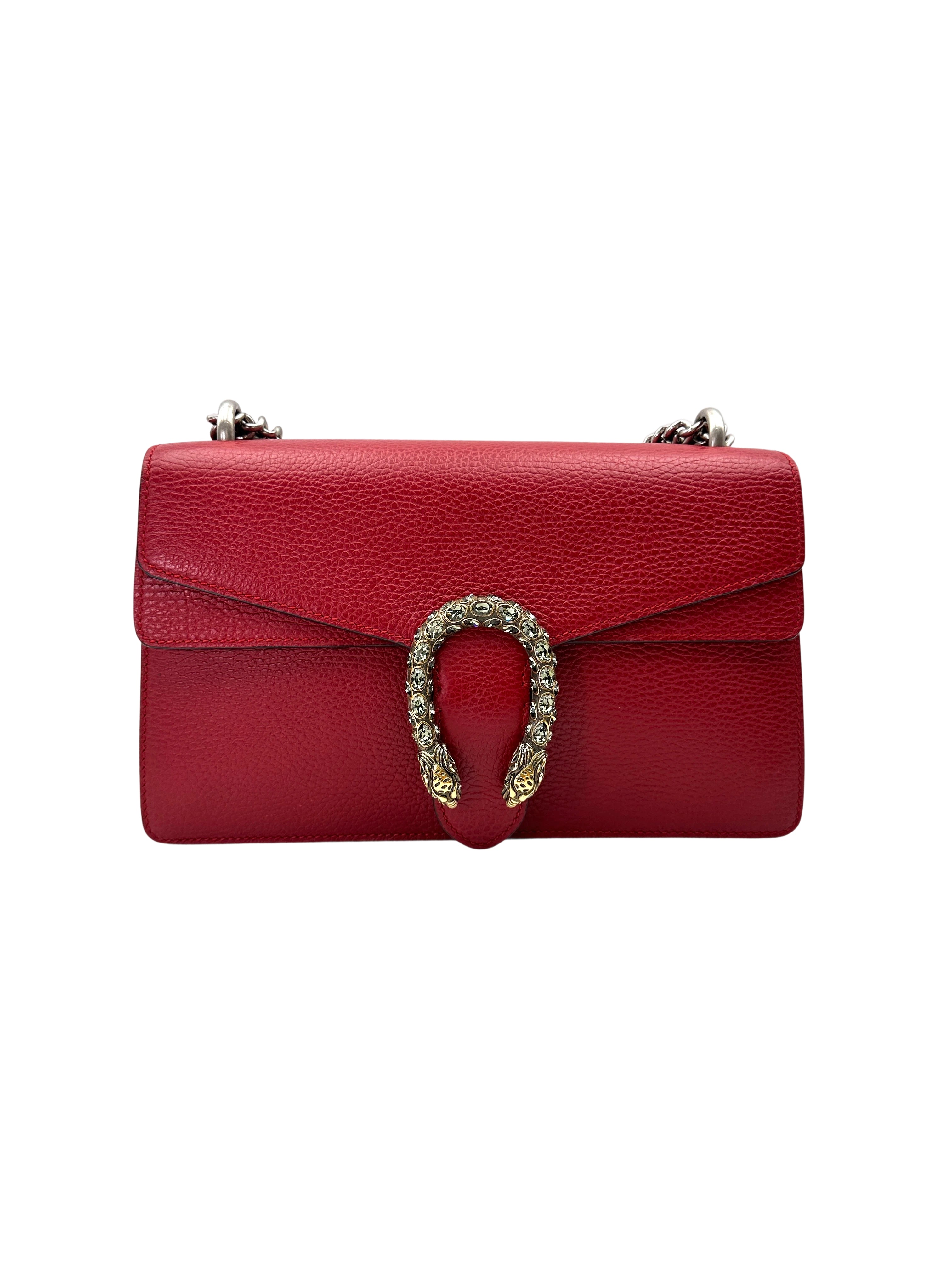 Gucci Dionysus Red Leather Medium Size Shoulder Bag GG1005