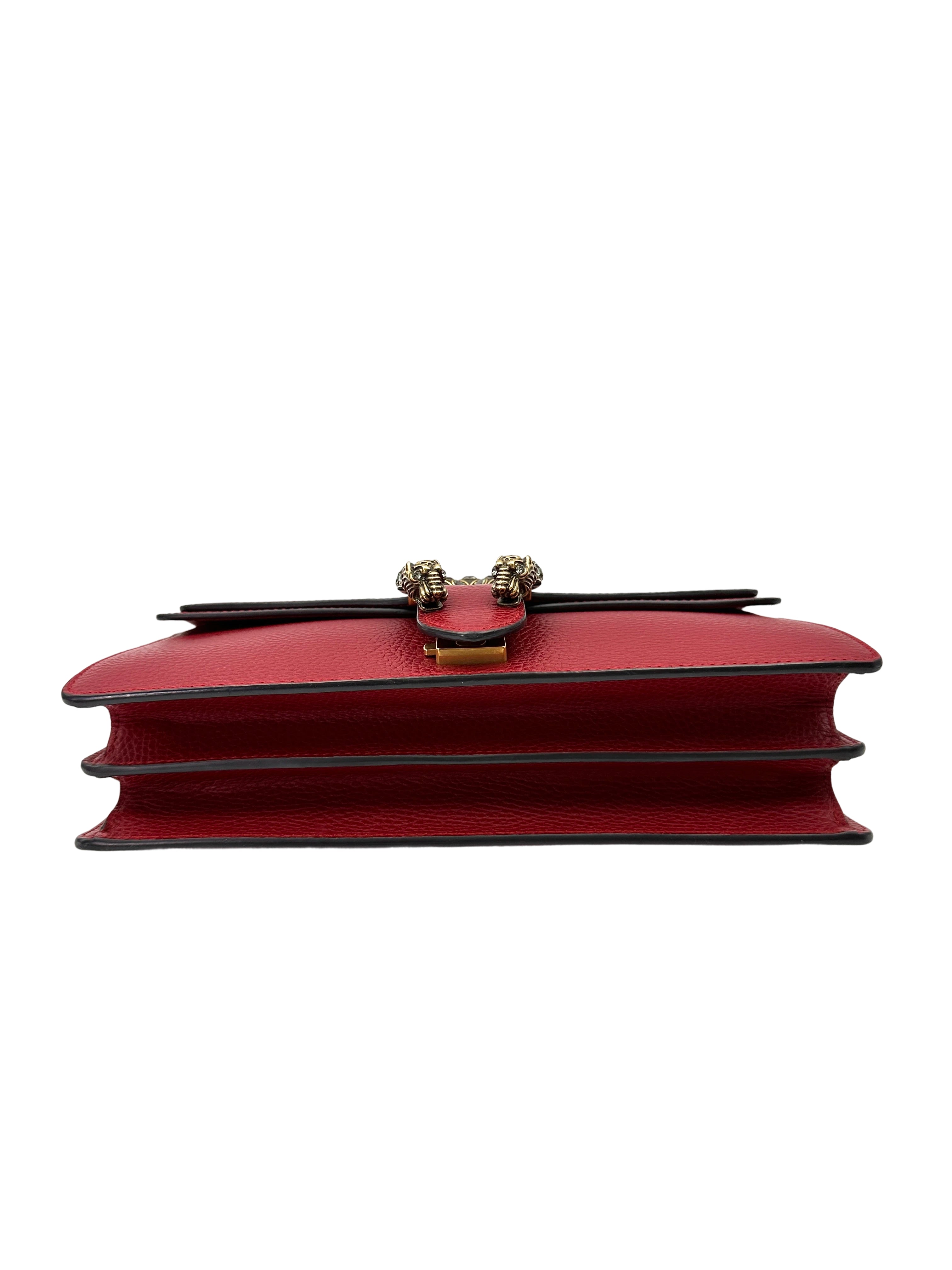 Gucci Dionysus Red Leather Medium Size Shoulder Bag GG1005