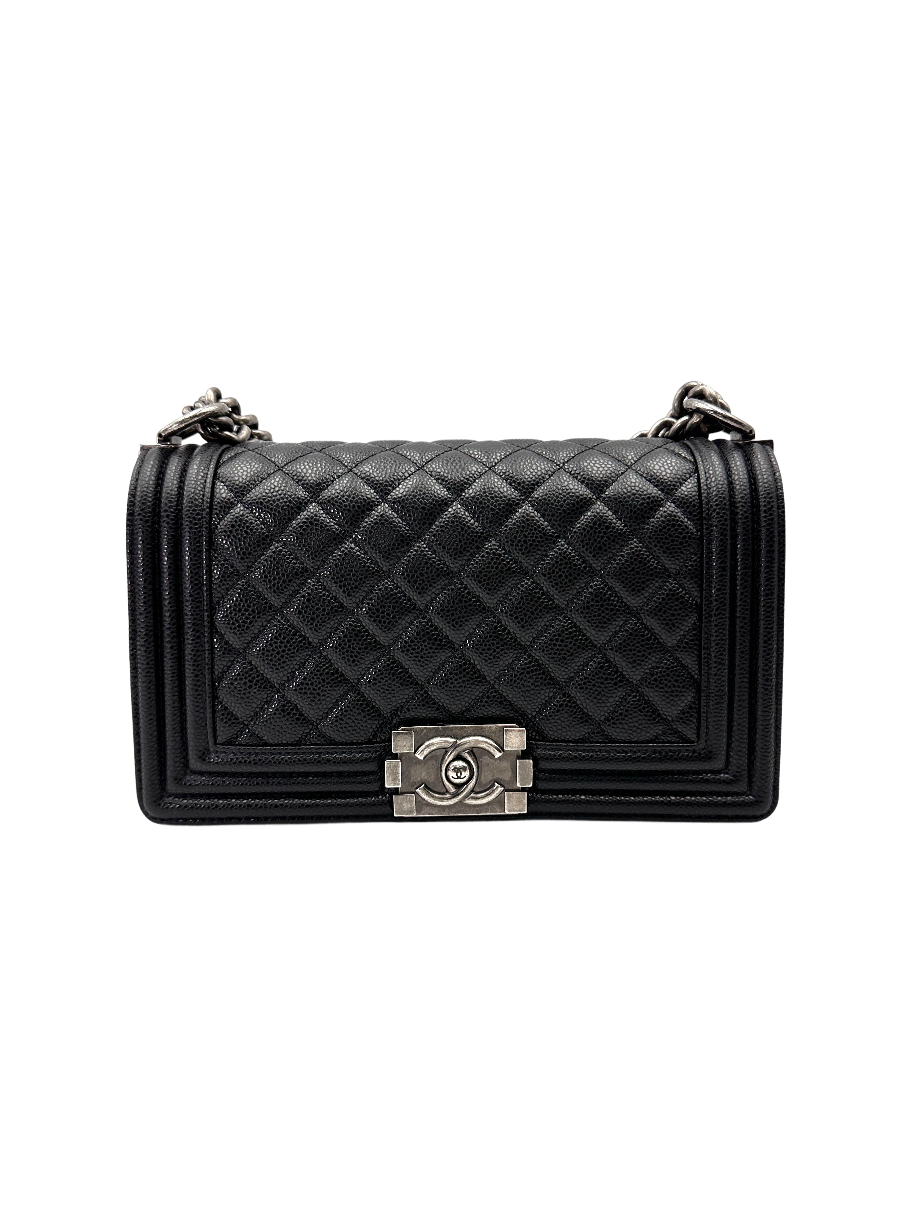 Chanel LeBoy Black Quilted Leather Flap Bag With Silver Buckle(16***63) CC1962