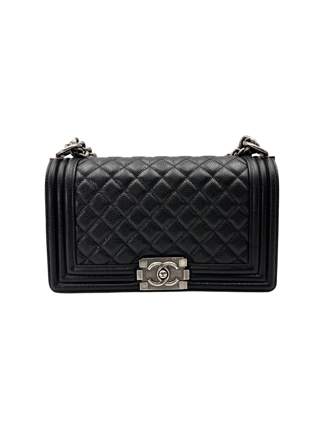 Chanel LeBoy Black Quilted Leather Flap Bag With Silver Buckle(16***63) CC1962