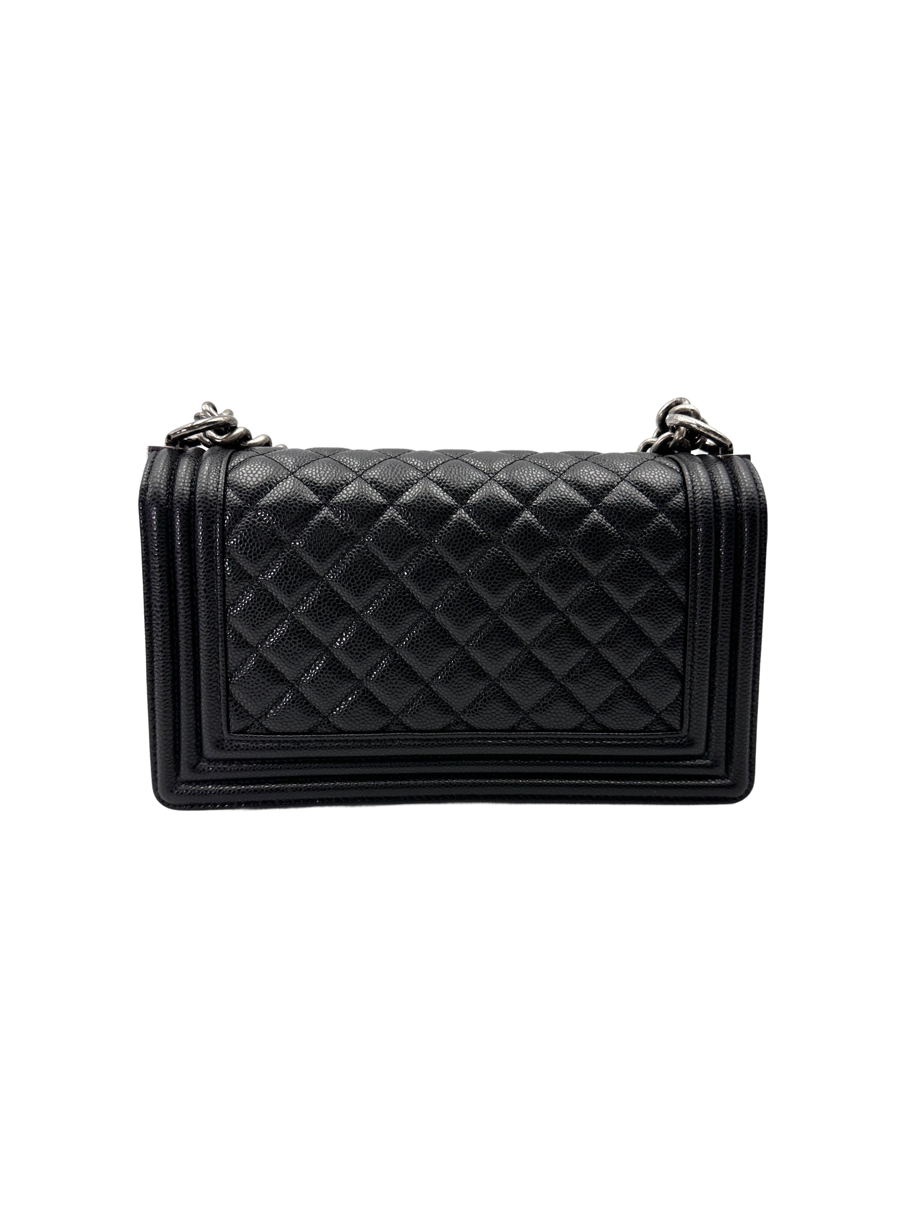 Chanel LeBoy Black Quilted Leather Flap Bag With Silver Buckle(16***63) CC1962