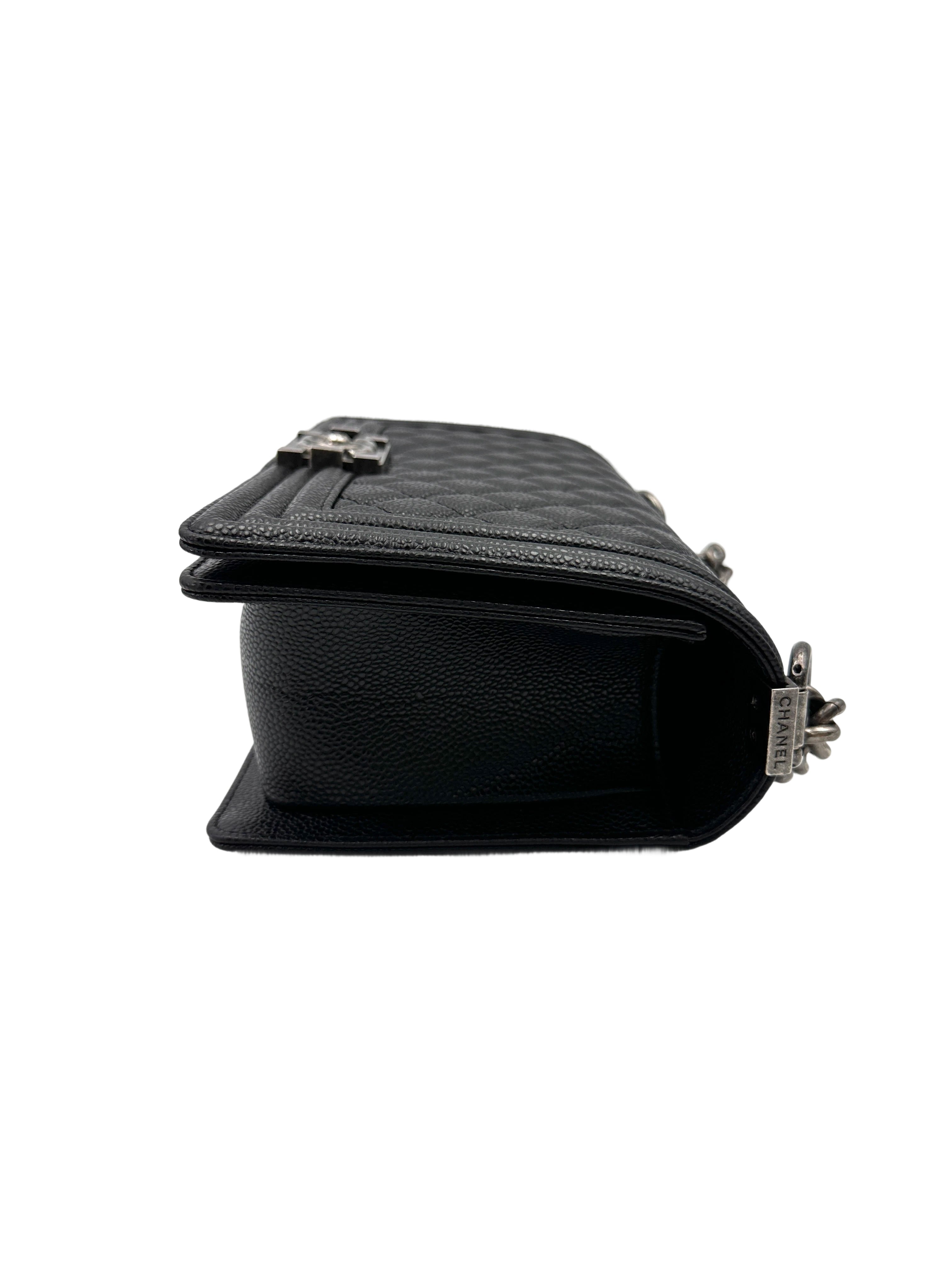 Chanel LeBoy Black Quilted Leather Flap Bag With Silver Buckle(16***63) CC1962