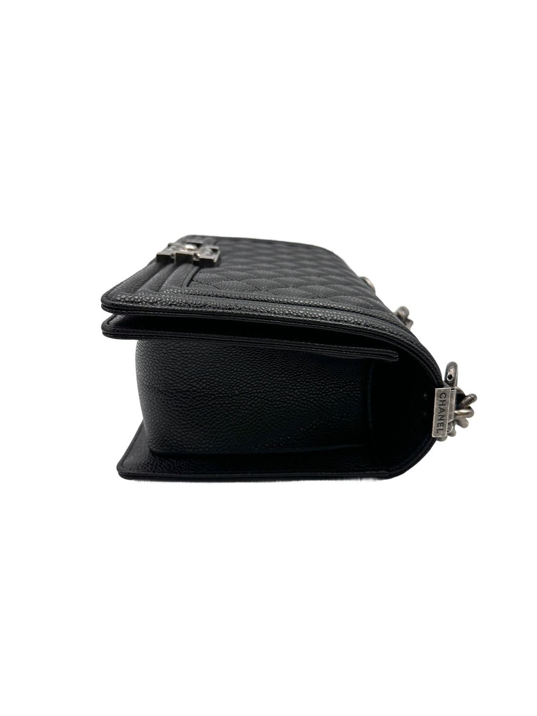 Chanel LeBoy Black Quilted Leather Flap Bag With Silver Buckle(16***63) CC1962