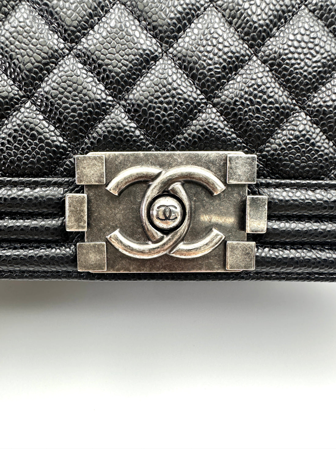 Chanel LeBoy Black Quilted Leather Flap Bag With Silver Buckle(16***63) CC1962