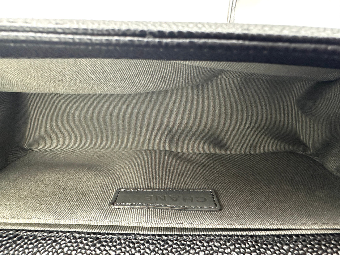 Chanel LeBoy Black Quilted Leather Flap Bag With Silver Buckle(16***63) CC1962