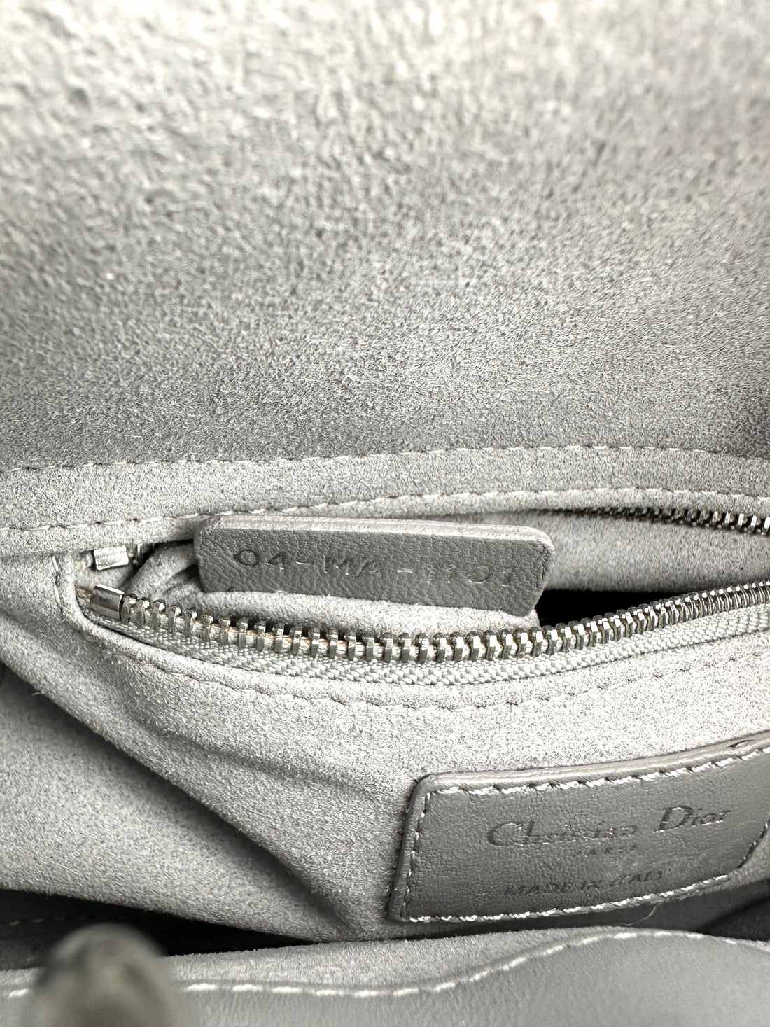 Christian Dior Lady Dior Silver Cannage Leather Handle Bag With Silver Buckle DR733