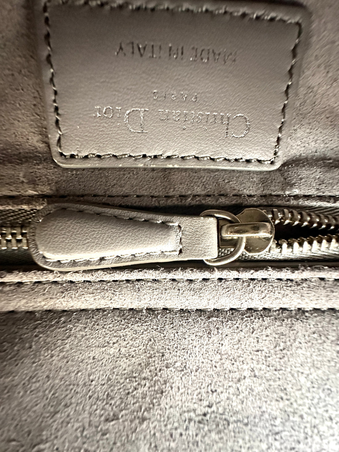 Christian Dior Lady Dior Grey Cannage Lambskin Handle Bag With Silver Buckle DR734