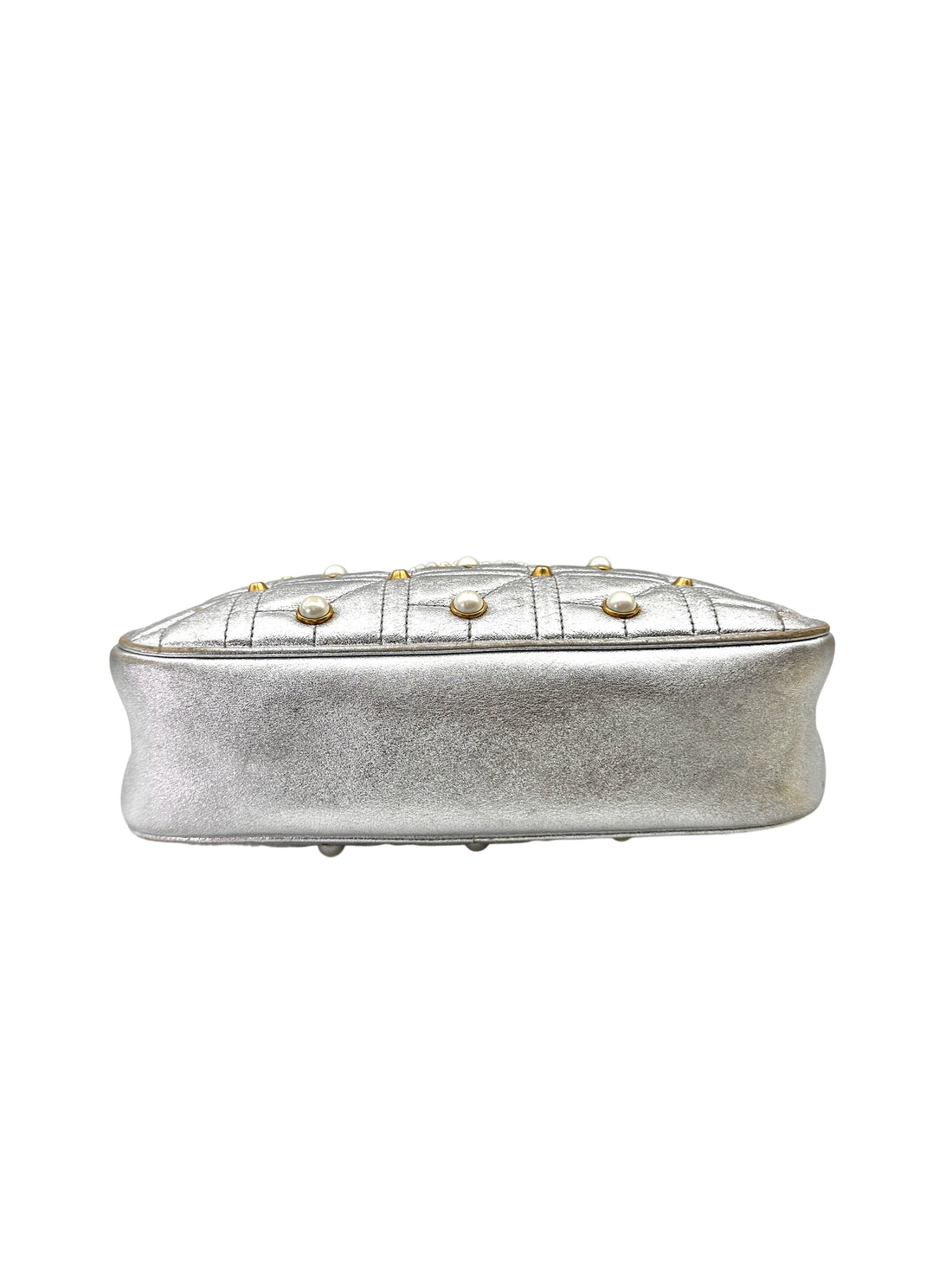 Gucci GG Marmont Silver Pearl Studded Leather Camera Bag GG993