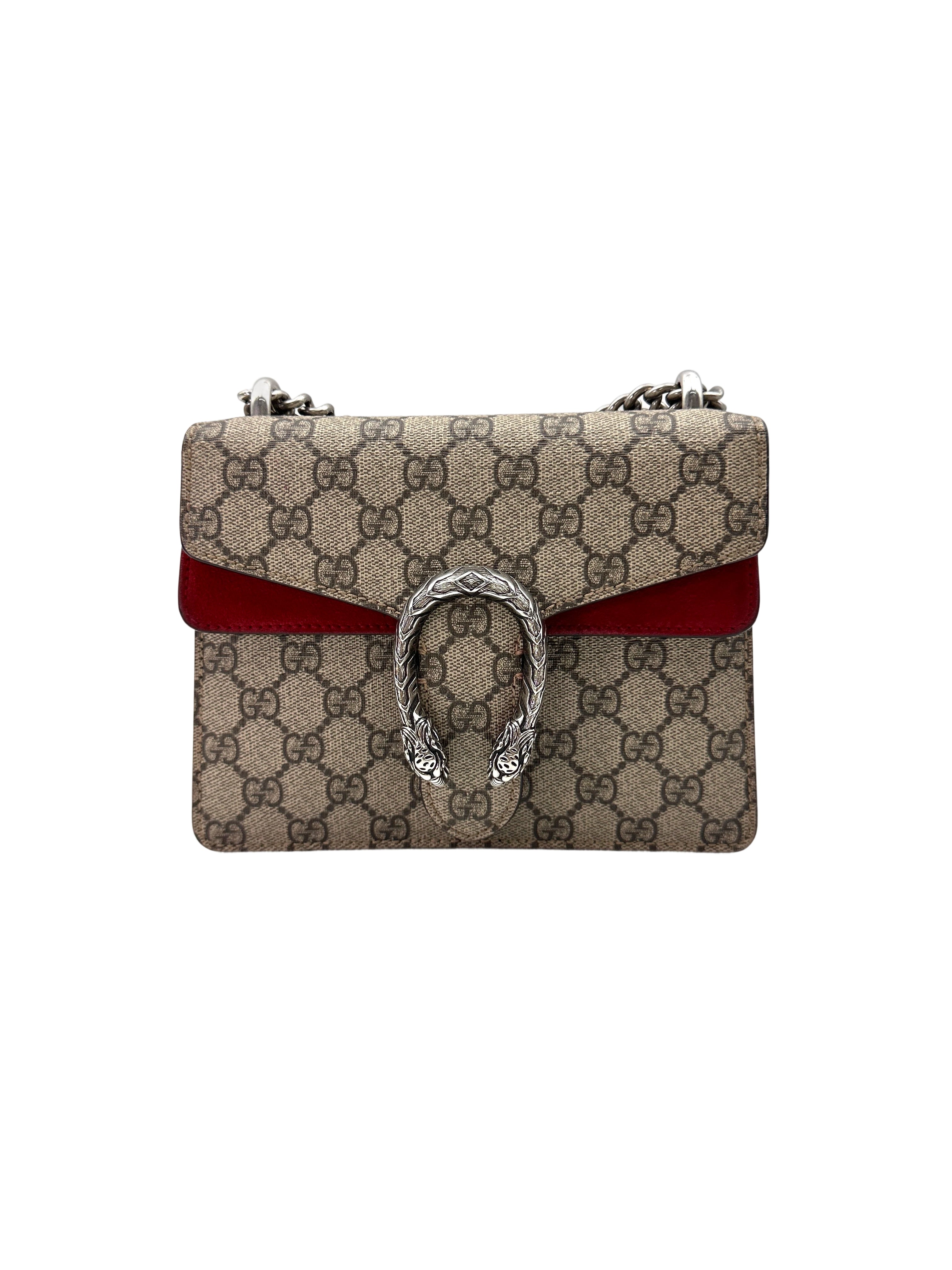 Gucci Dionysus GG Supreme Canvas Small Size Shoulder Bag With Red Tirm GG1018