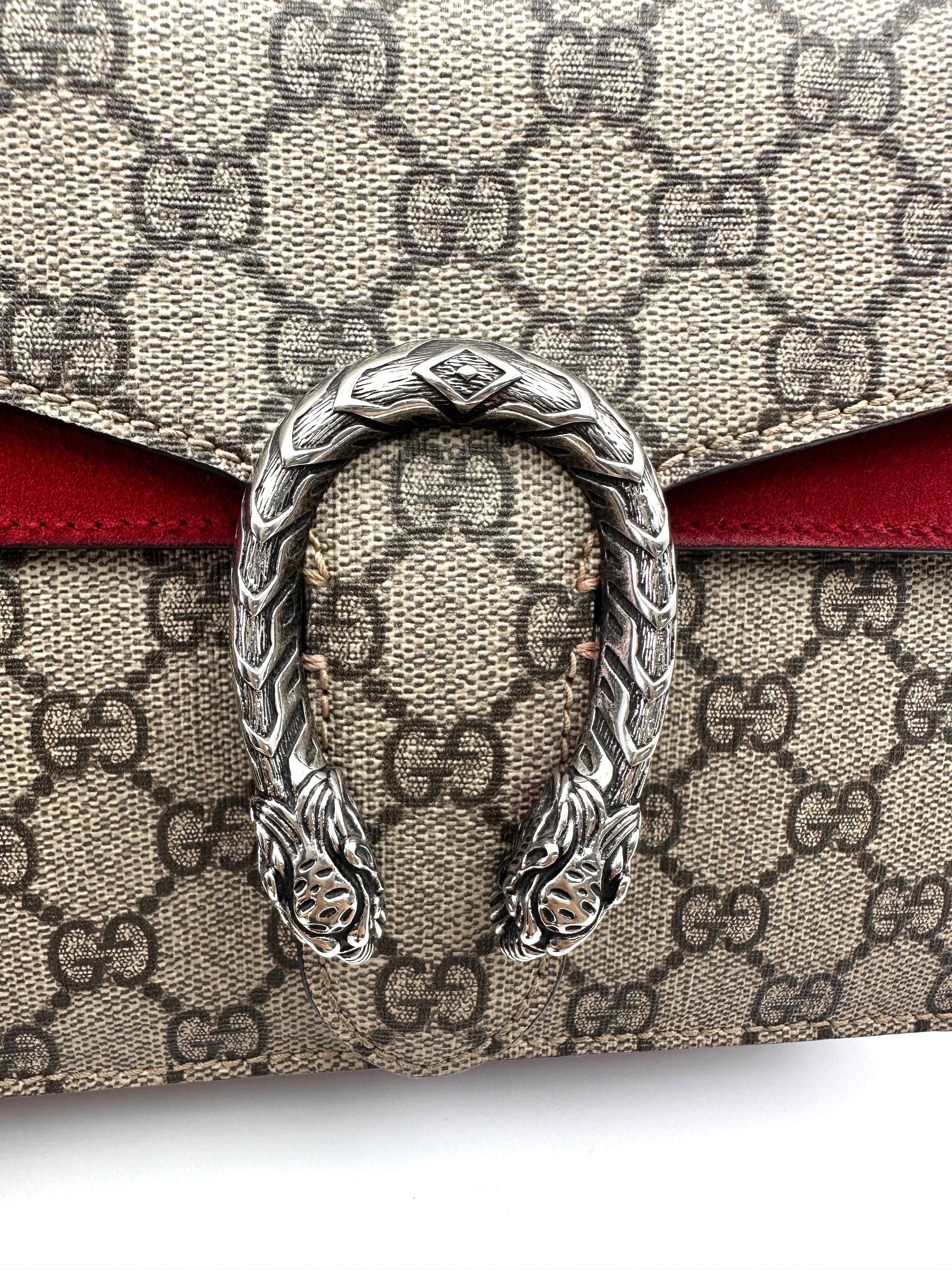 Gucci Dionysus GG Supreme Canvas Small Size Shoulder Bag With Red Tirm GG1018