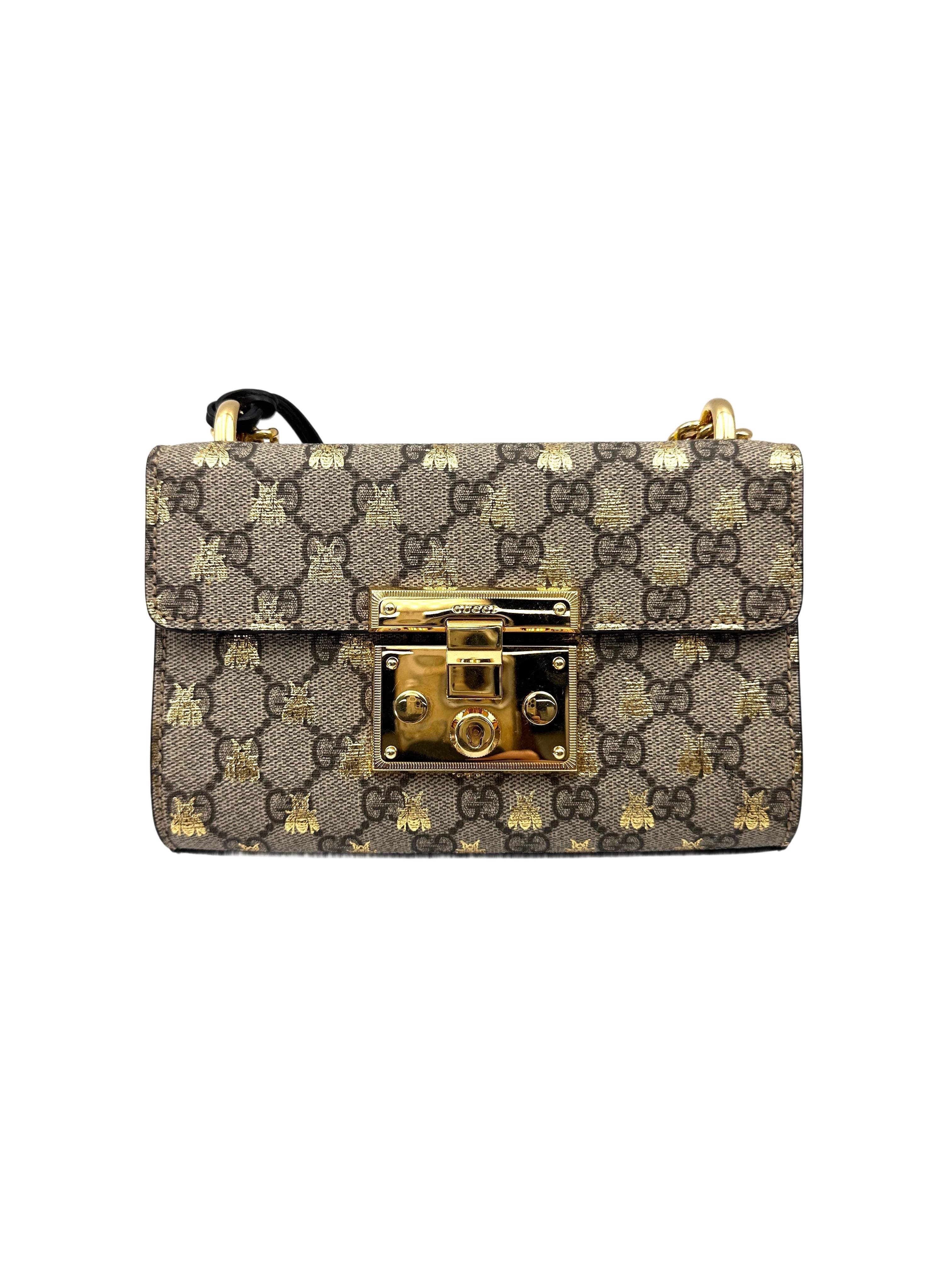 Gucci Padlock Bee Star GG Canvas Leather Shoulder Bag GG991