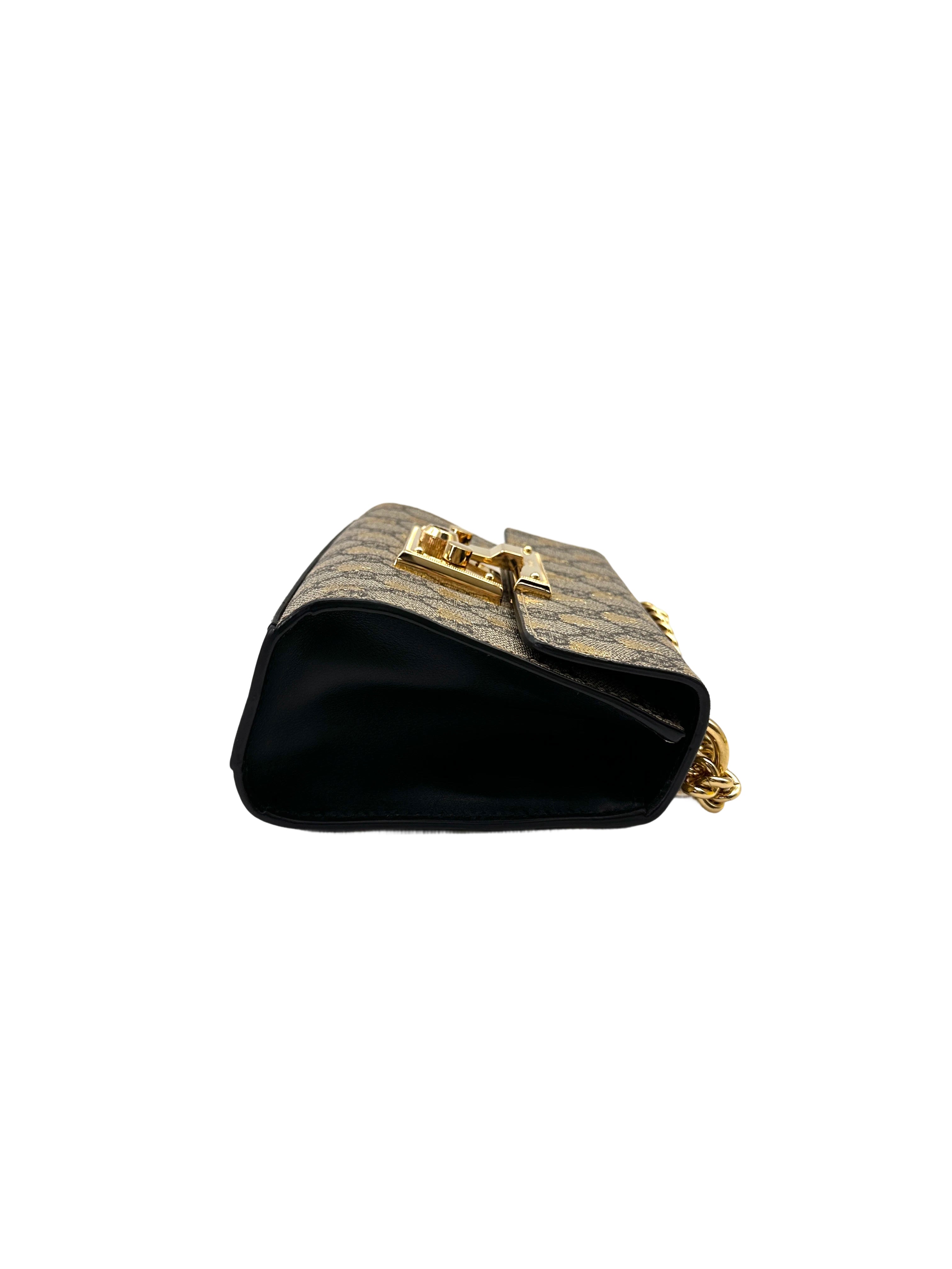 Gucci Padlock Bee Star GG Canvas Leather Shoulder Bag GG991