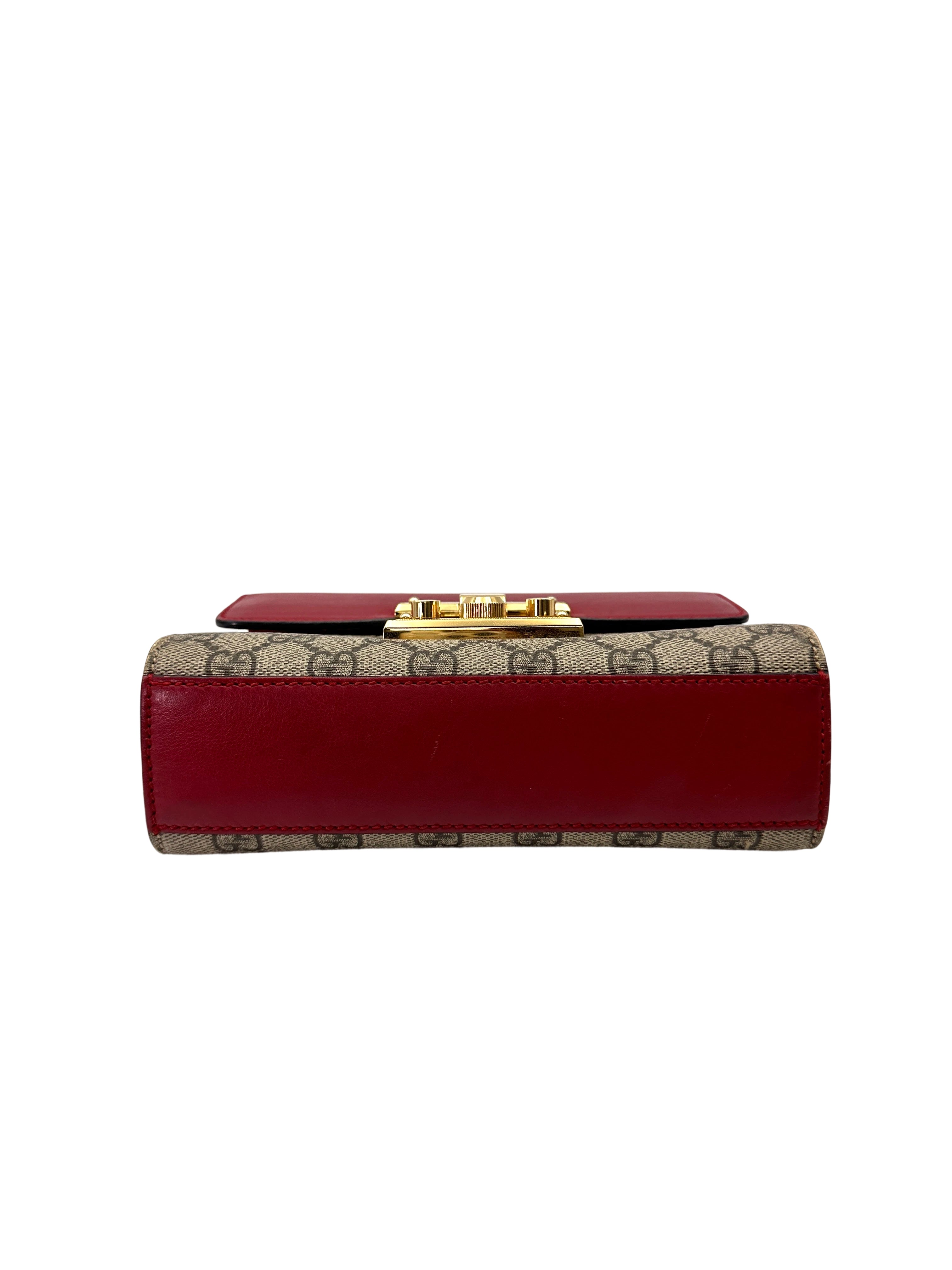 Gucci Padlock GG Canvas & Red Leather Small Size Shoulder Bag GG992