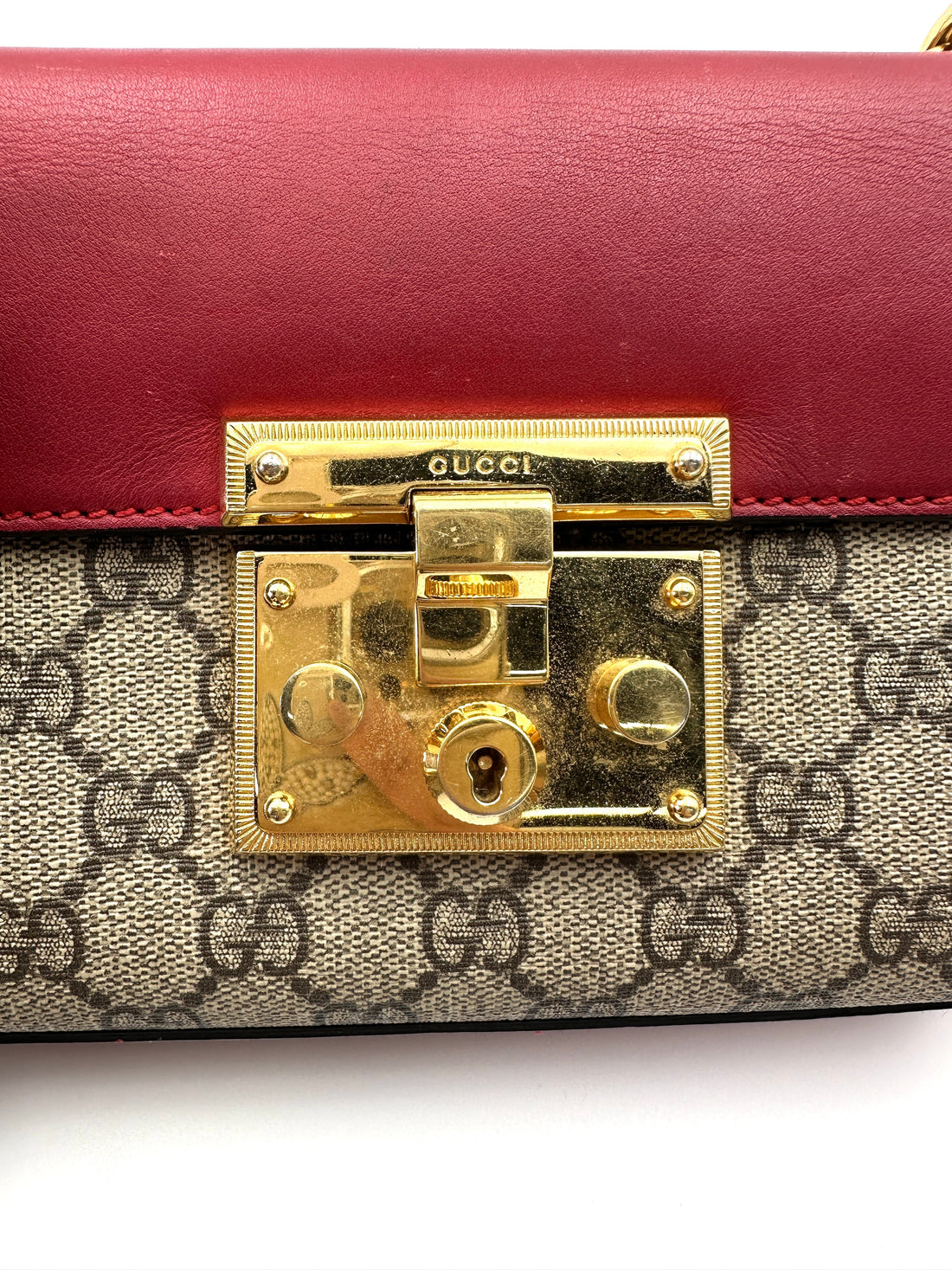 Gucci Padlock GG Canvas & Red Leather Small Size Shoulder Bag GG992