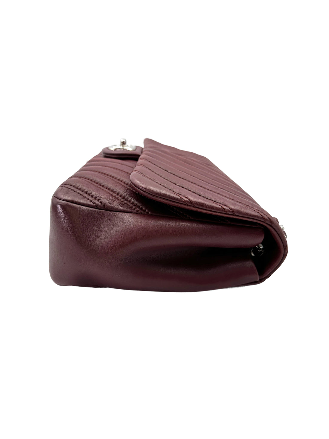 Chanel Classic Flap Red Chevron Quilted Lambskin Shoulder Bag With Silver Buckle(21***54) CC1969