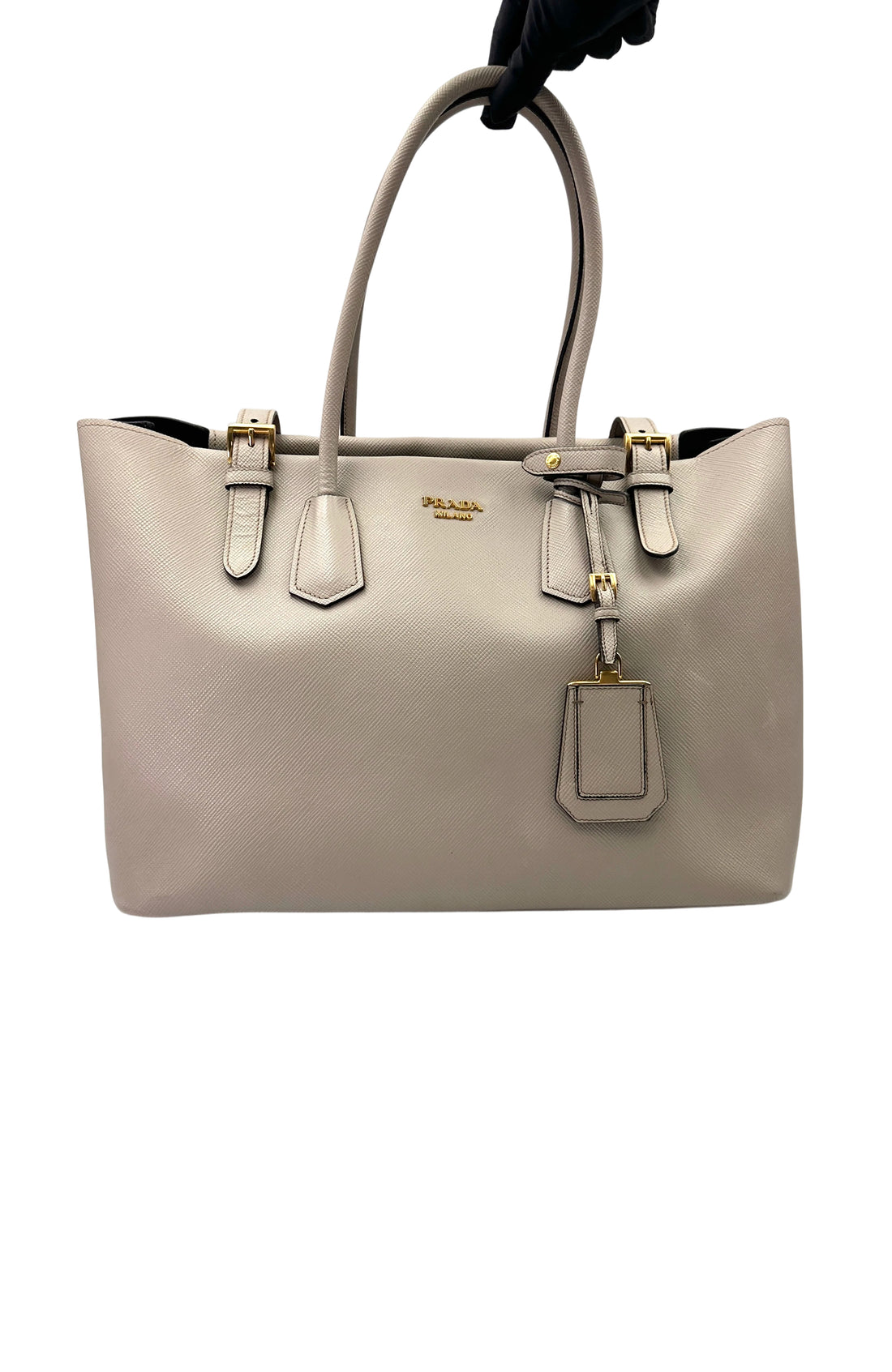 Prada Galleria Grey Saffiano Leather Handle Bag PR342