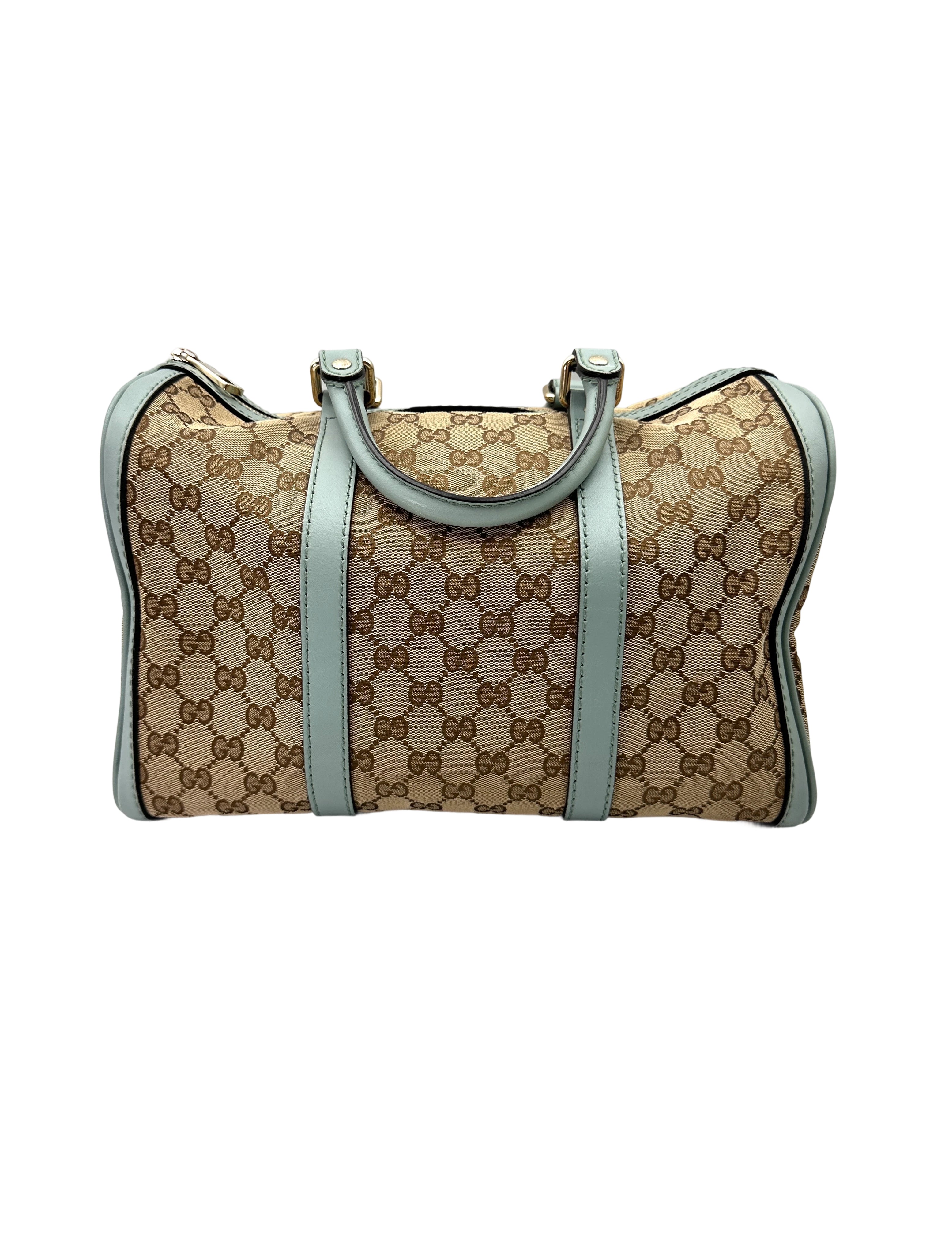 Gucci GG Canvas Boston Bag With Blue Stripe GG999