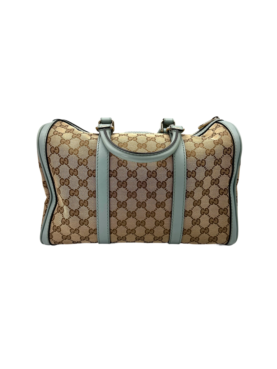Gucci GG Canvas Boston Bag With Blue Stripe GG999