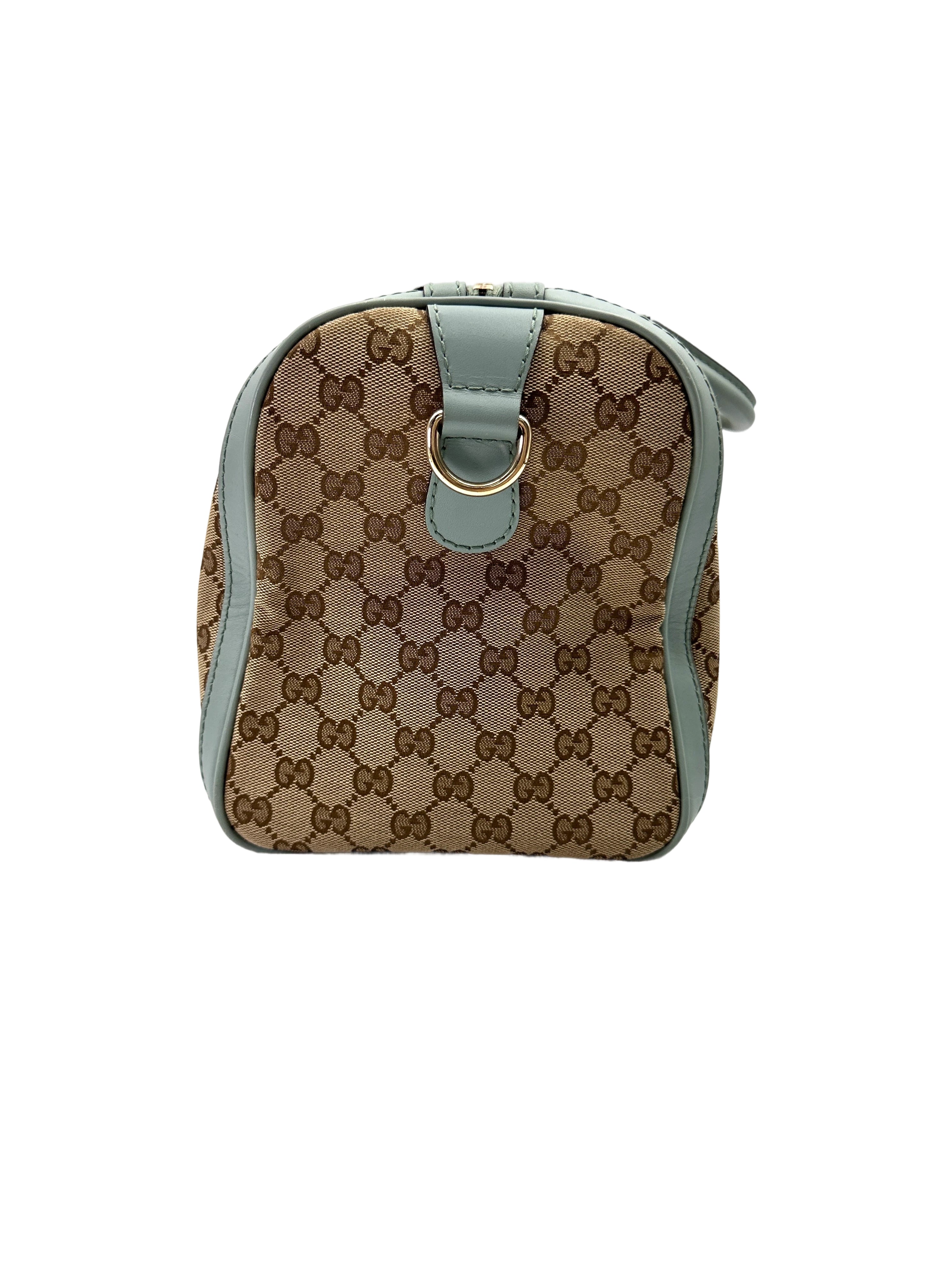 Gucci GG Canvas Boston Bag With Blue Stripe GG999