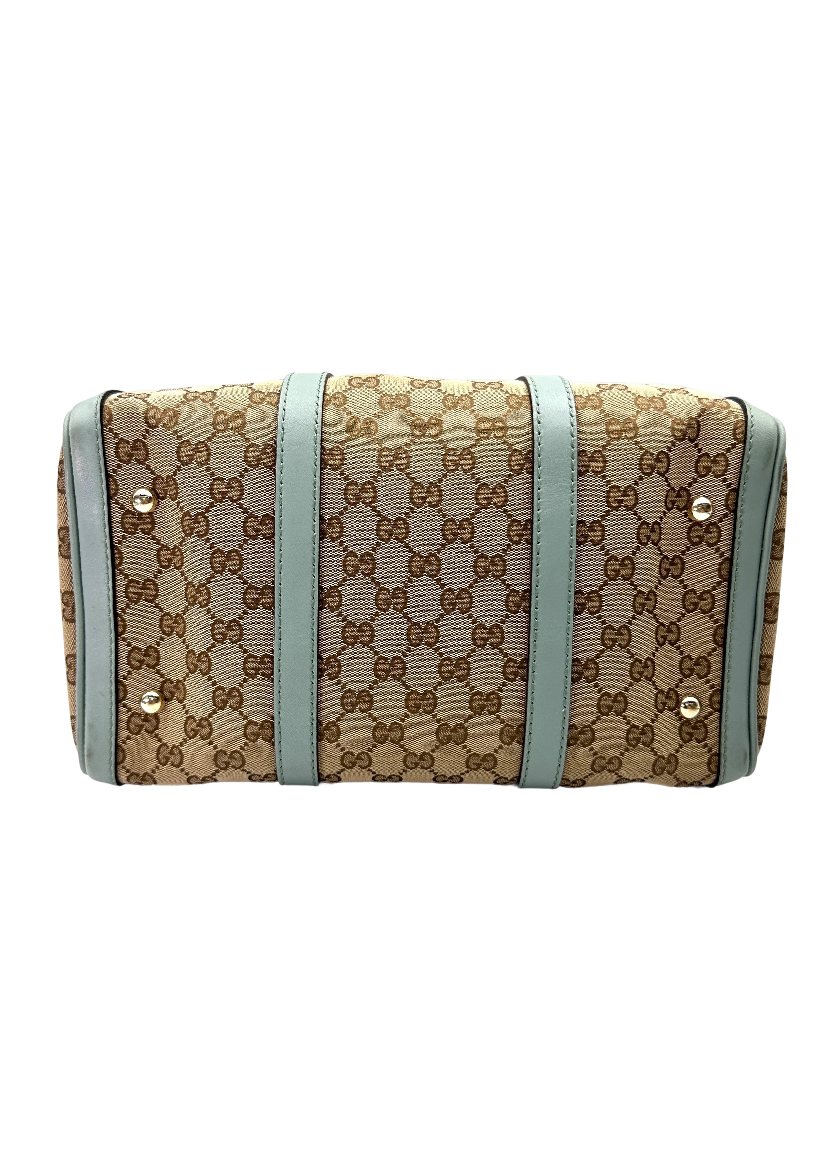 Gucci GG Canvas Boston Bag With Blue Stripe GG999