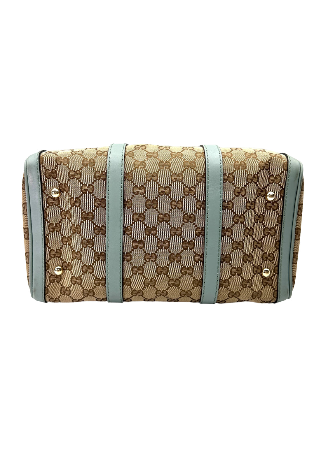 Gucci GG Canvas Boston Bag With Blue Stripe GG999