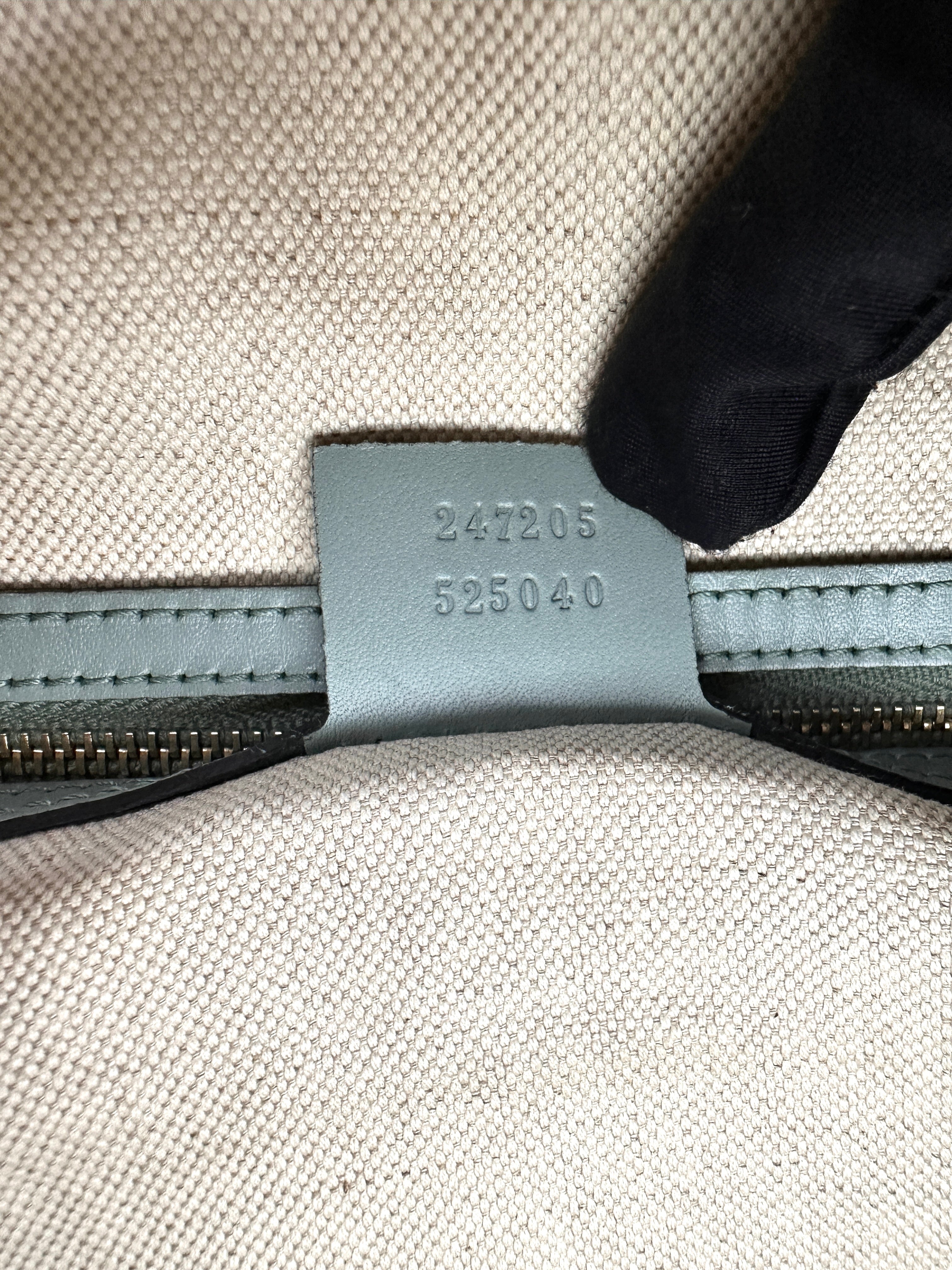 Gucci GG Canvas Boston Bag With Blue Stripe GG999