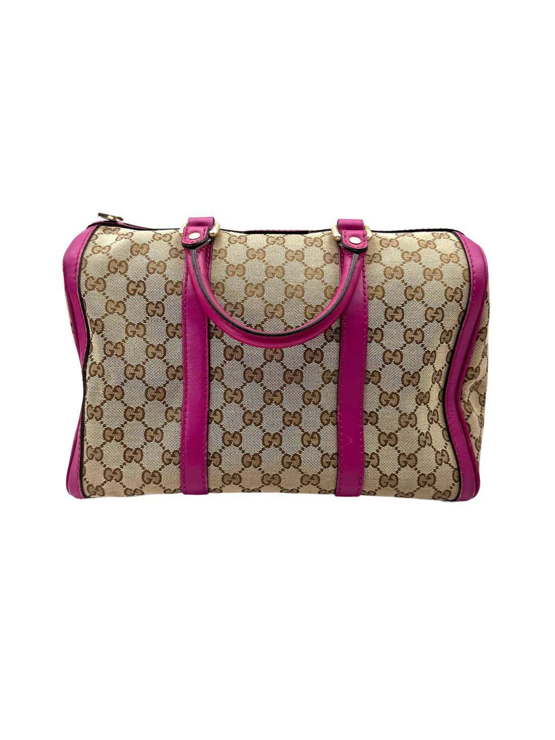 Gucci GG Canvas Boston Bag With Purple Stripe GG997