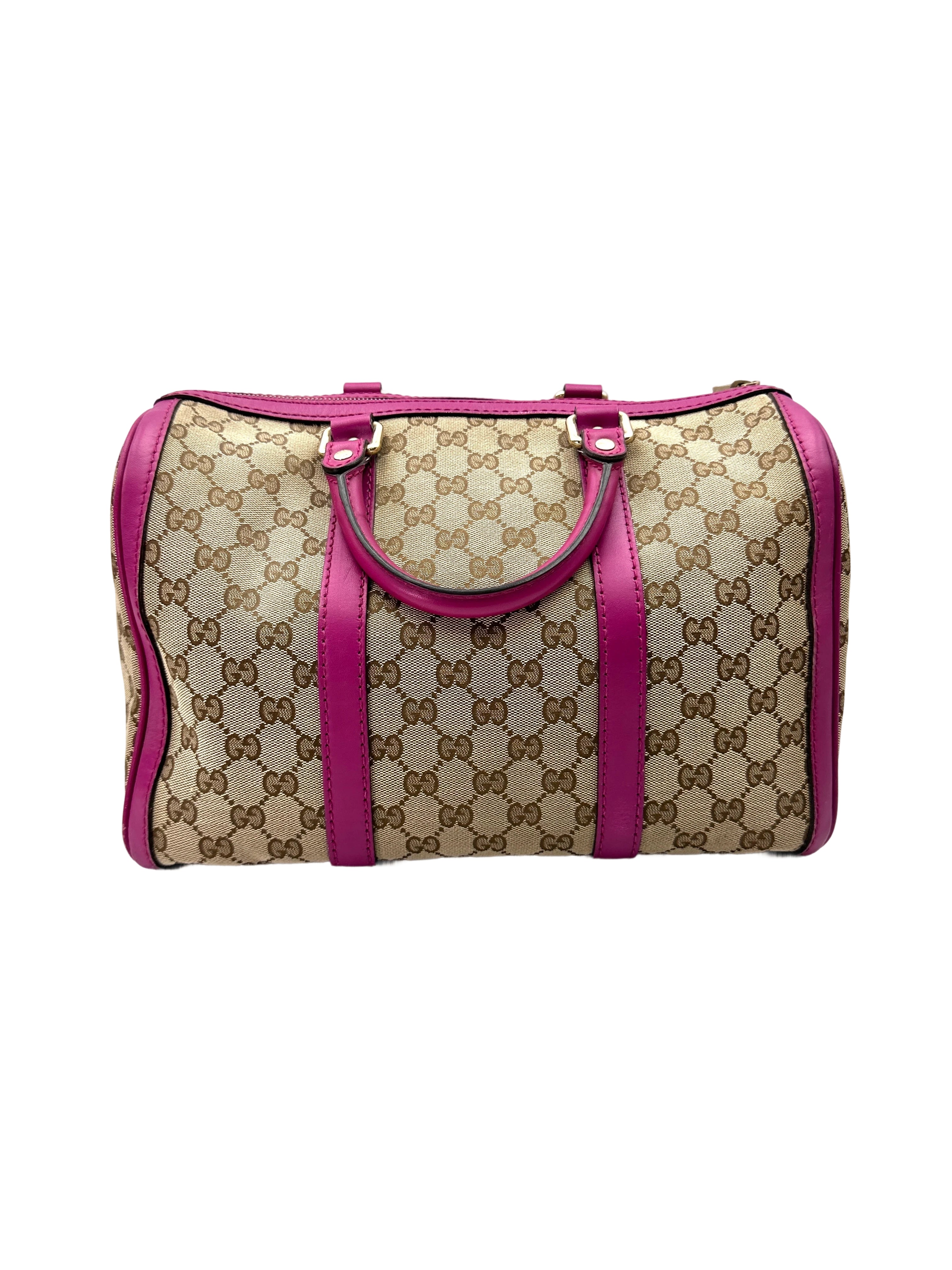 Gucci GG Canvas Boston Bag With Purple Stripe GG997