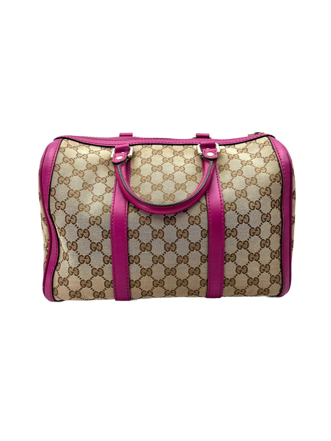 Gucci GG Canvas Boston Bag With Purple Stripe GG997
