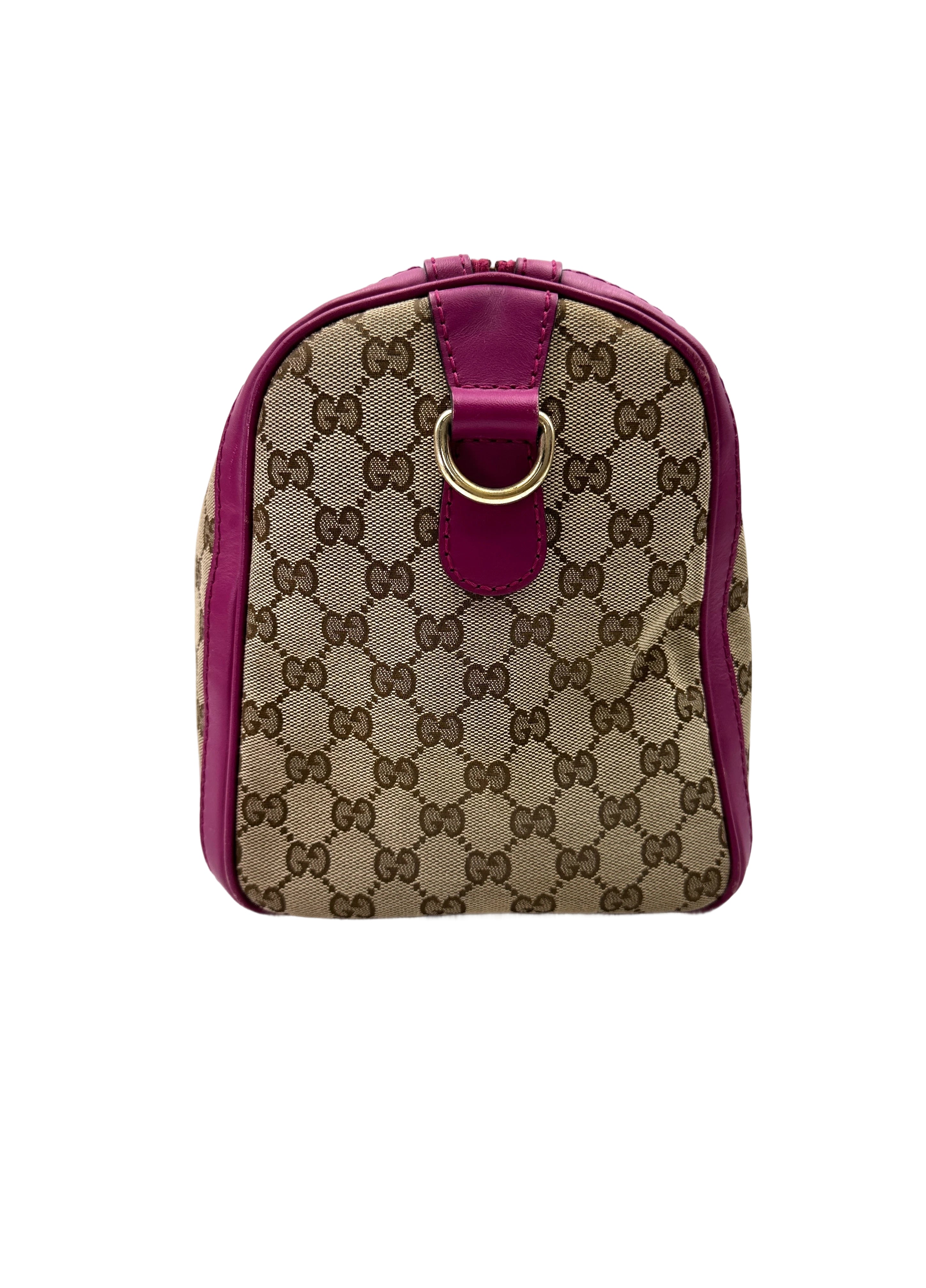Gucci GG Canvas Boston Bag With Purple Stripe GG997