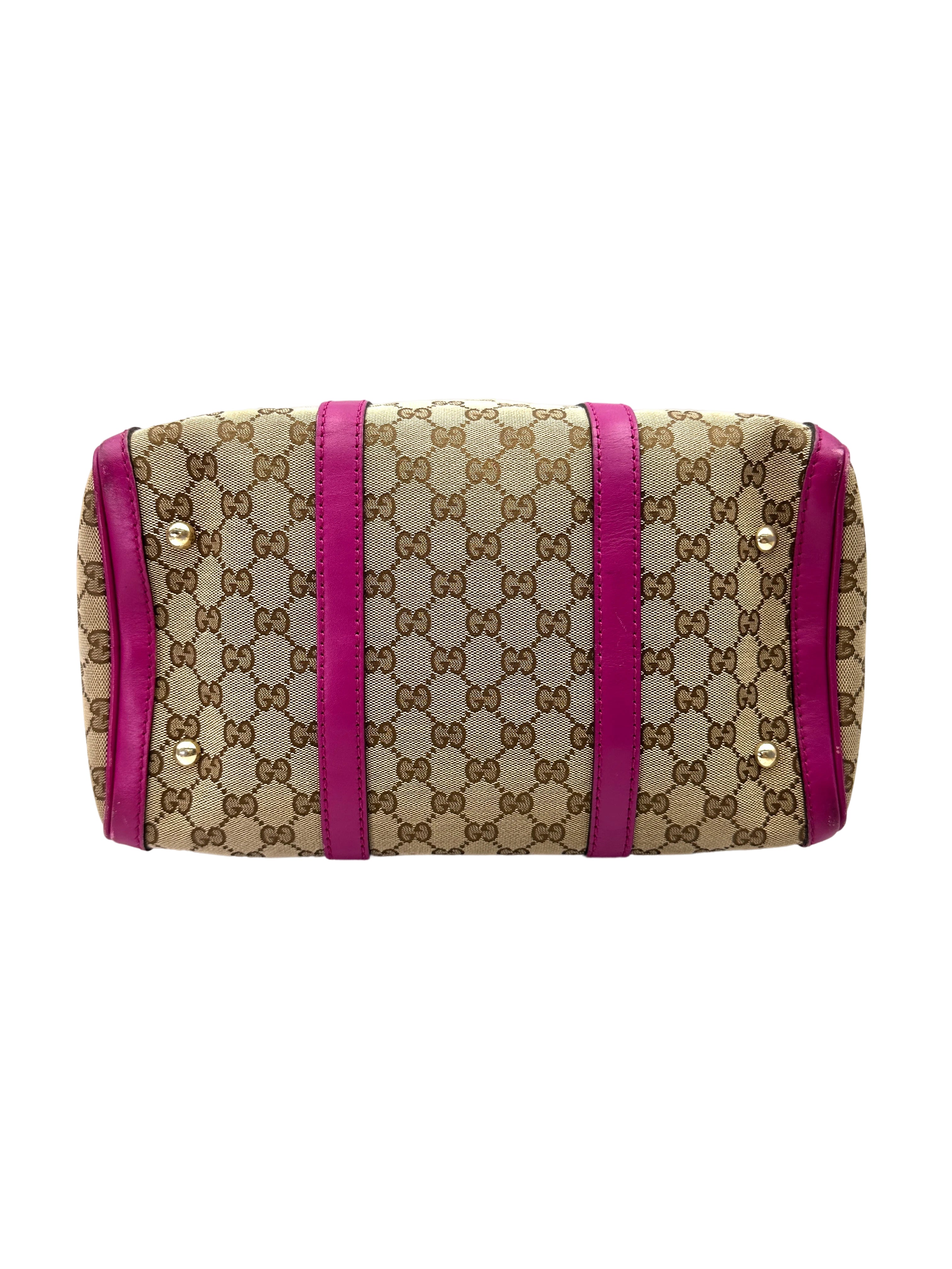 Gucci GG Canvas Boston Bag With Purple Stripe GG997