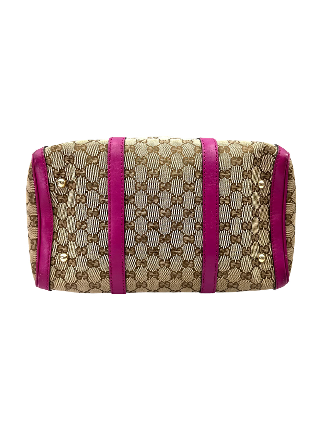 Gucci GG Canvas Boston Bag With Purple Stripe GG997