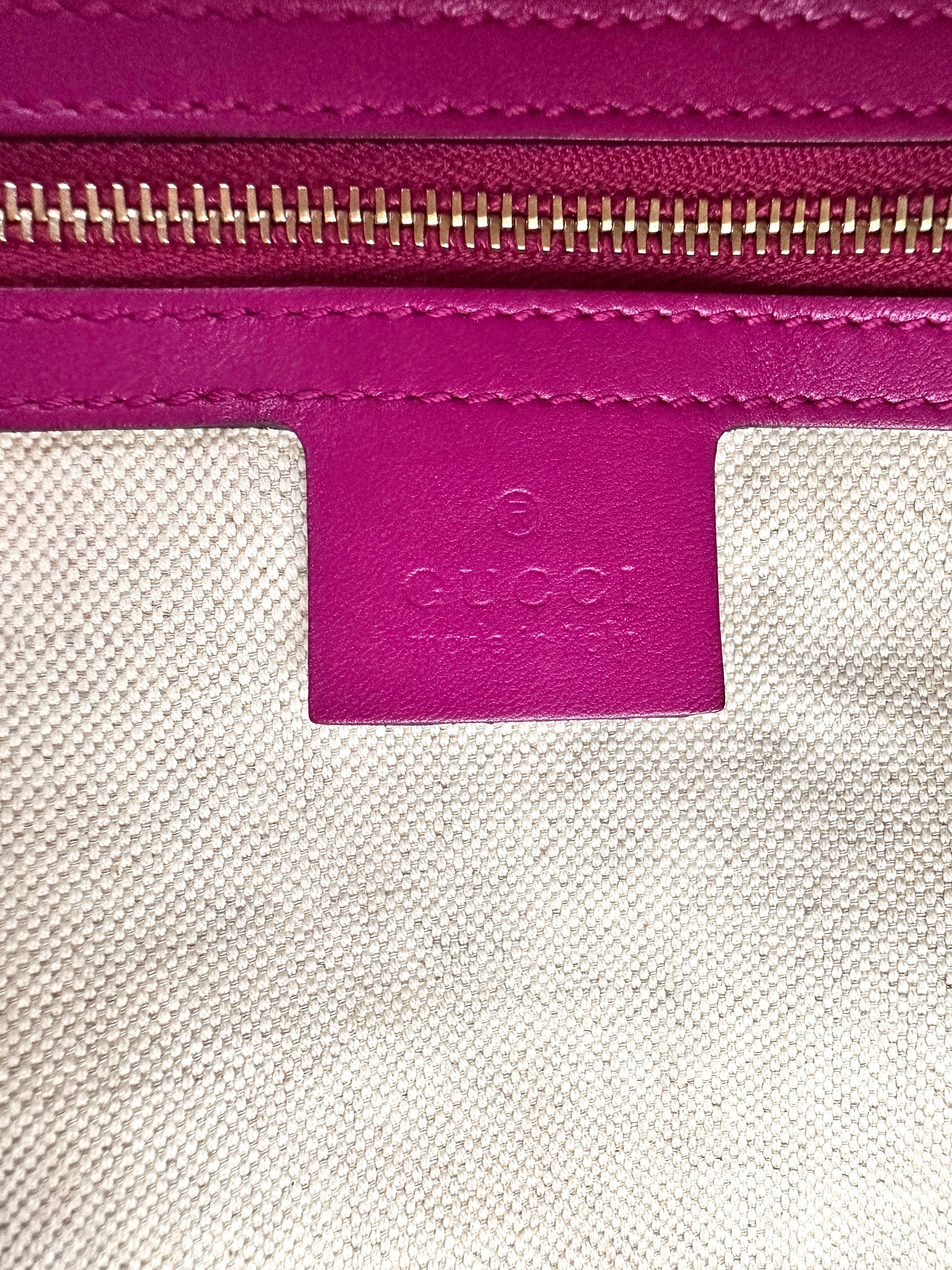 Gucci GG Canvas Boston Bag With Purple Stripe GG997