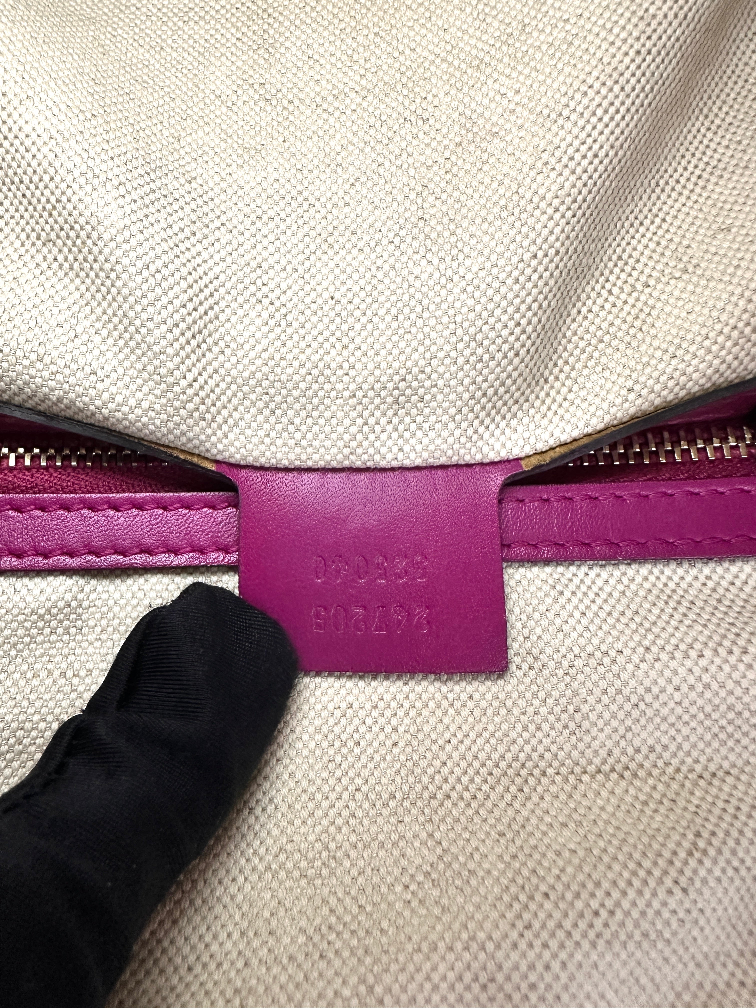 Gucci GG Canvas Boston Bag With Purple Stripe GG997