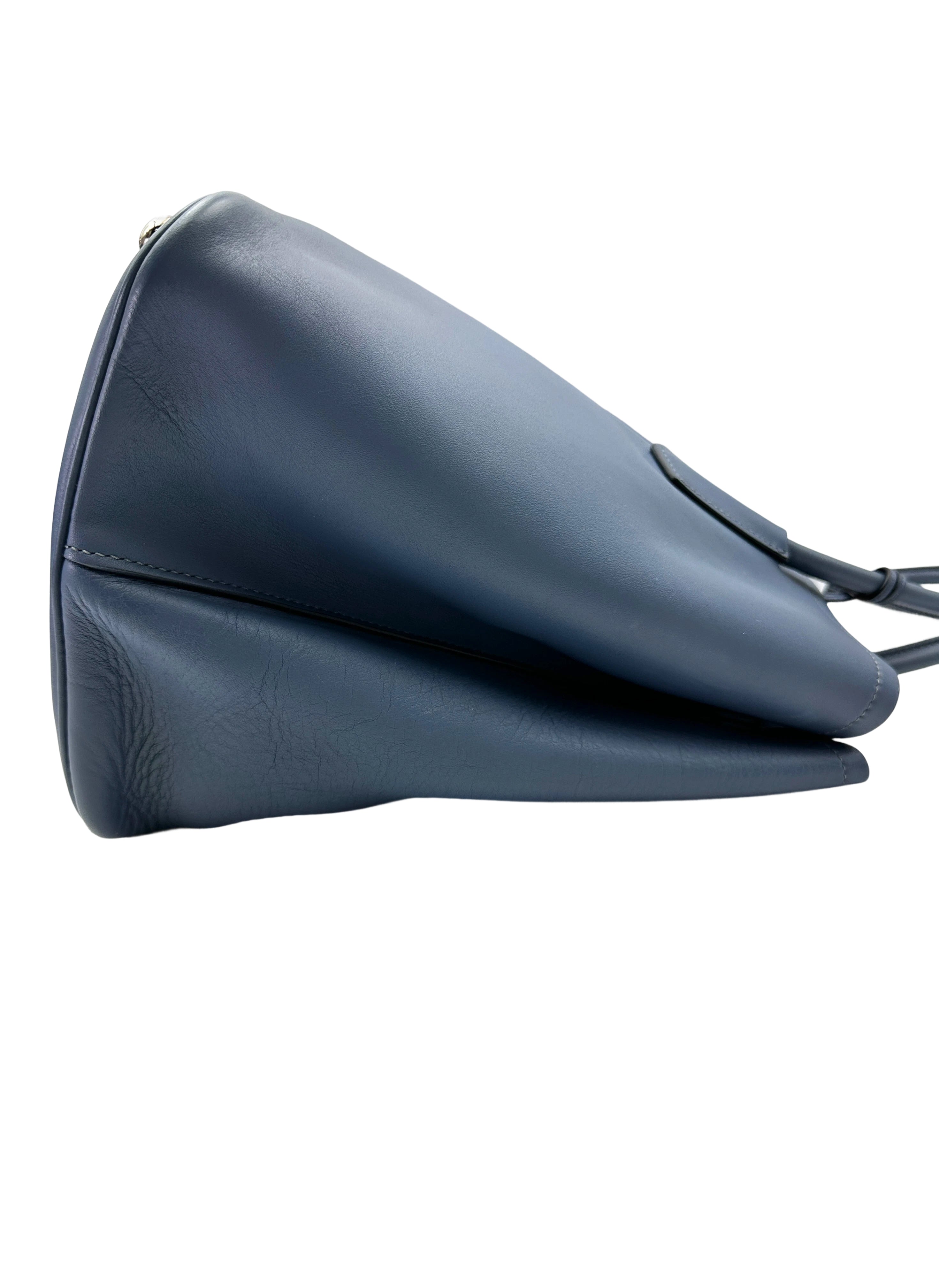 Prada Galleria Blue Saffiano Leather Large Size Handle Bag PR343