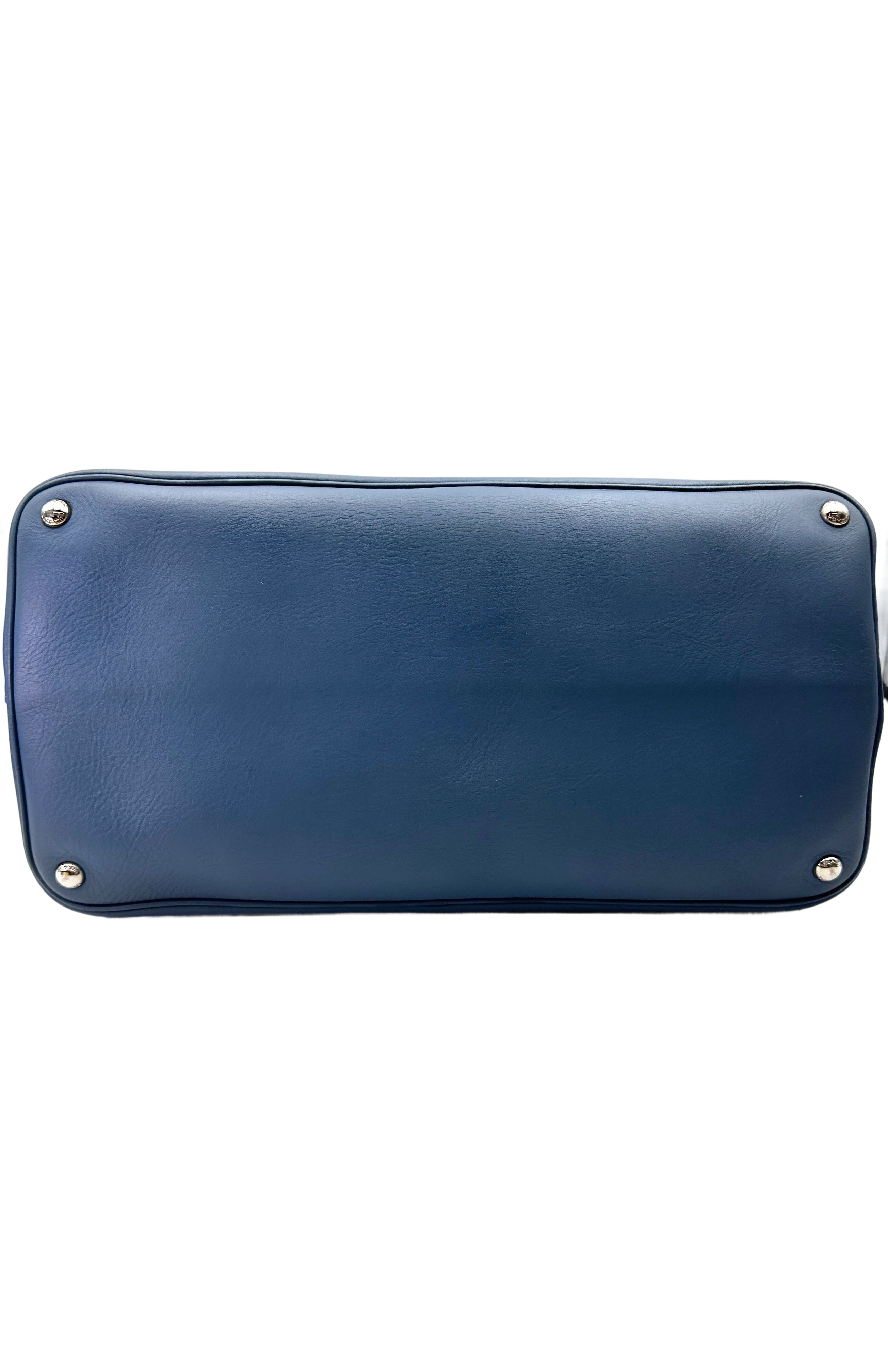 Prada Galleria Blue Saffiano Leather Large Size Handle Bag PR343