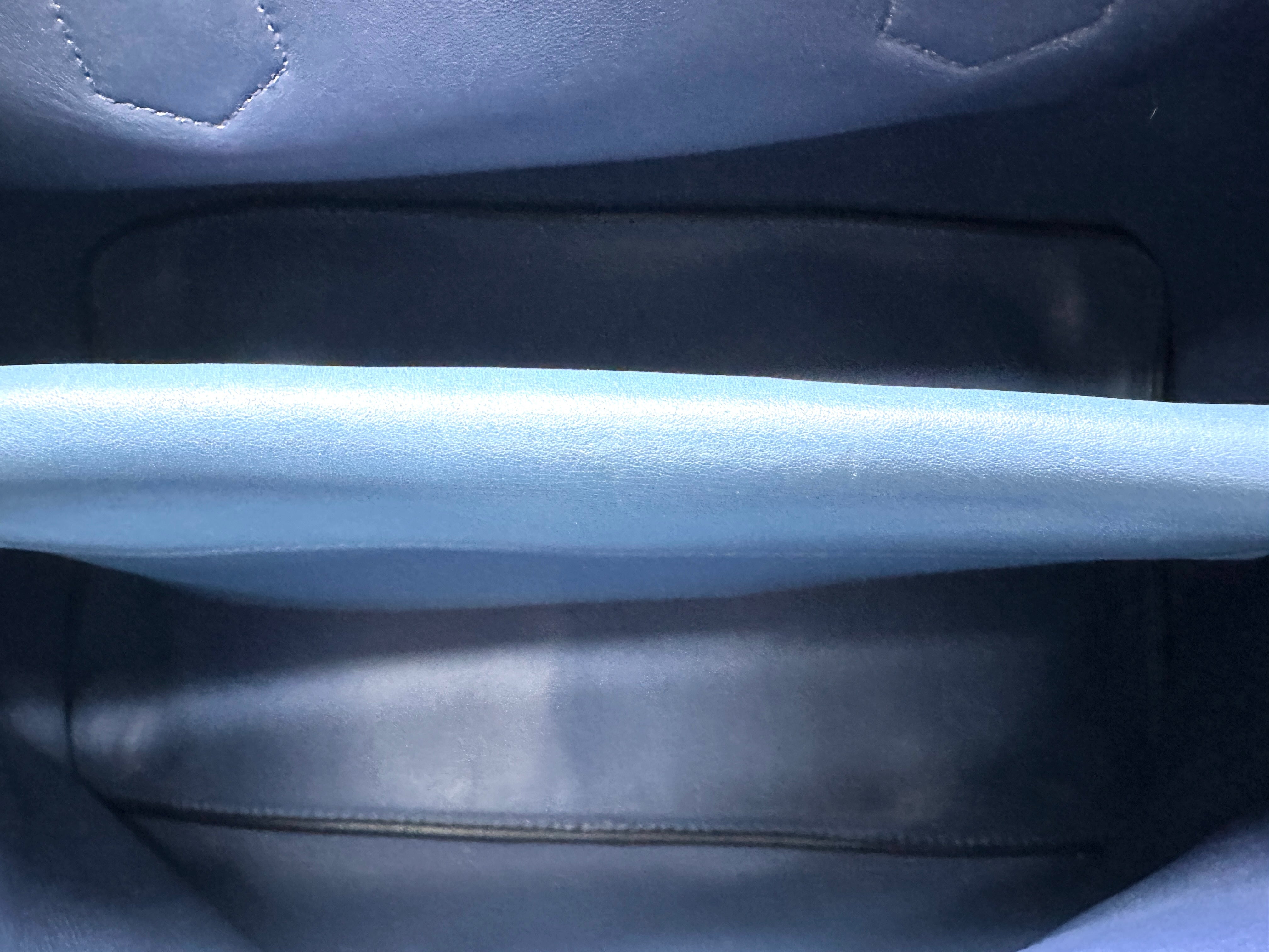 Prada Galleria Blue Saffiano Leather Large Size Handle Bag PR343